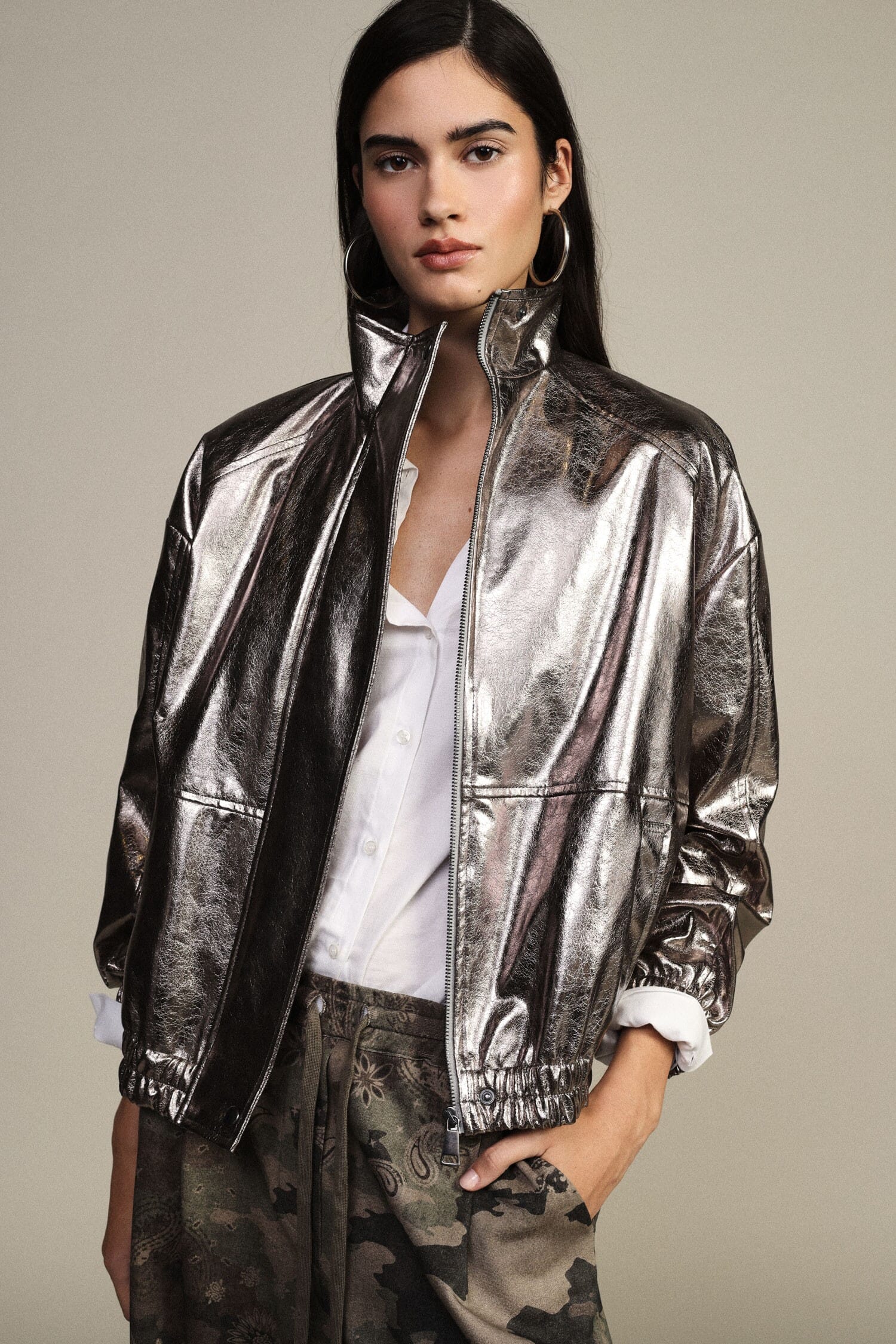 Bomber Con Finitura Metallizzata E Fondo Elasticizzato Dixie