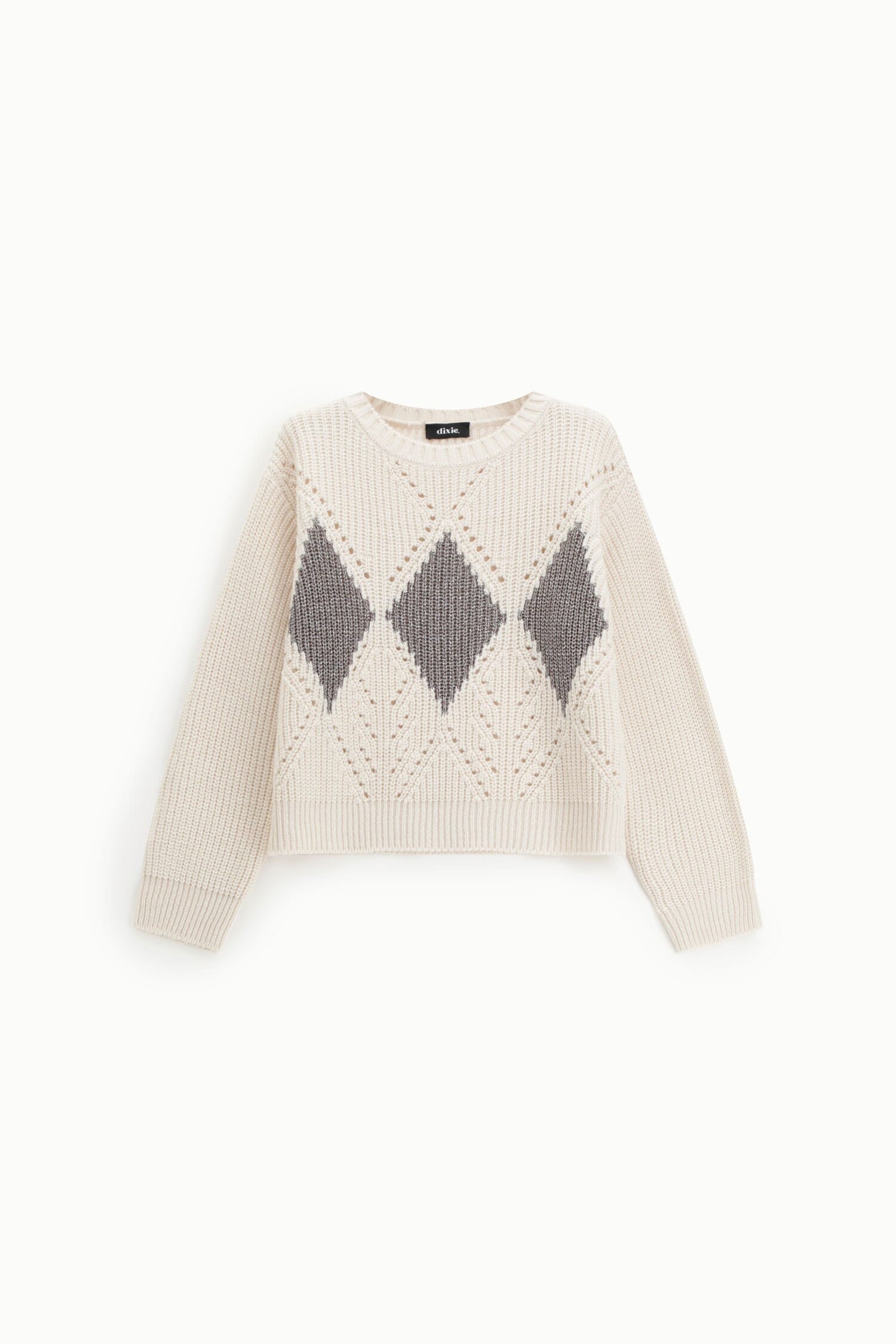 Dixie Crew-Neck Jumper with Openwork Diamond Pattern
