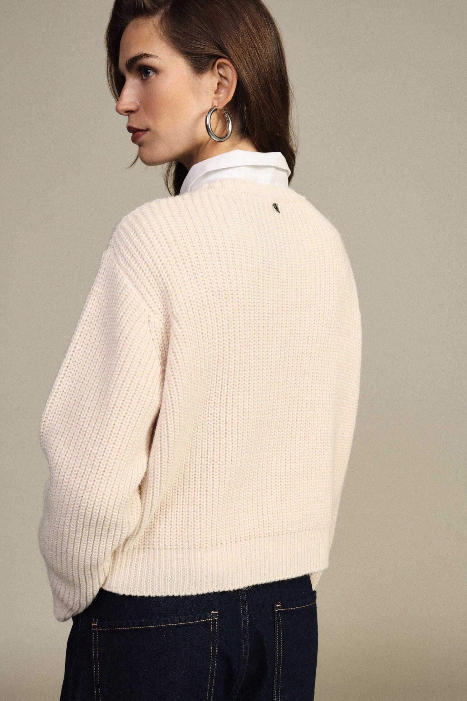 Dixie Crew-Neck Jumper with Openwork Diamond Pattern