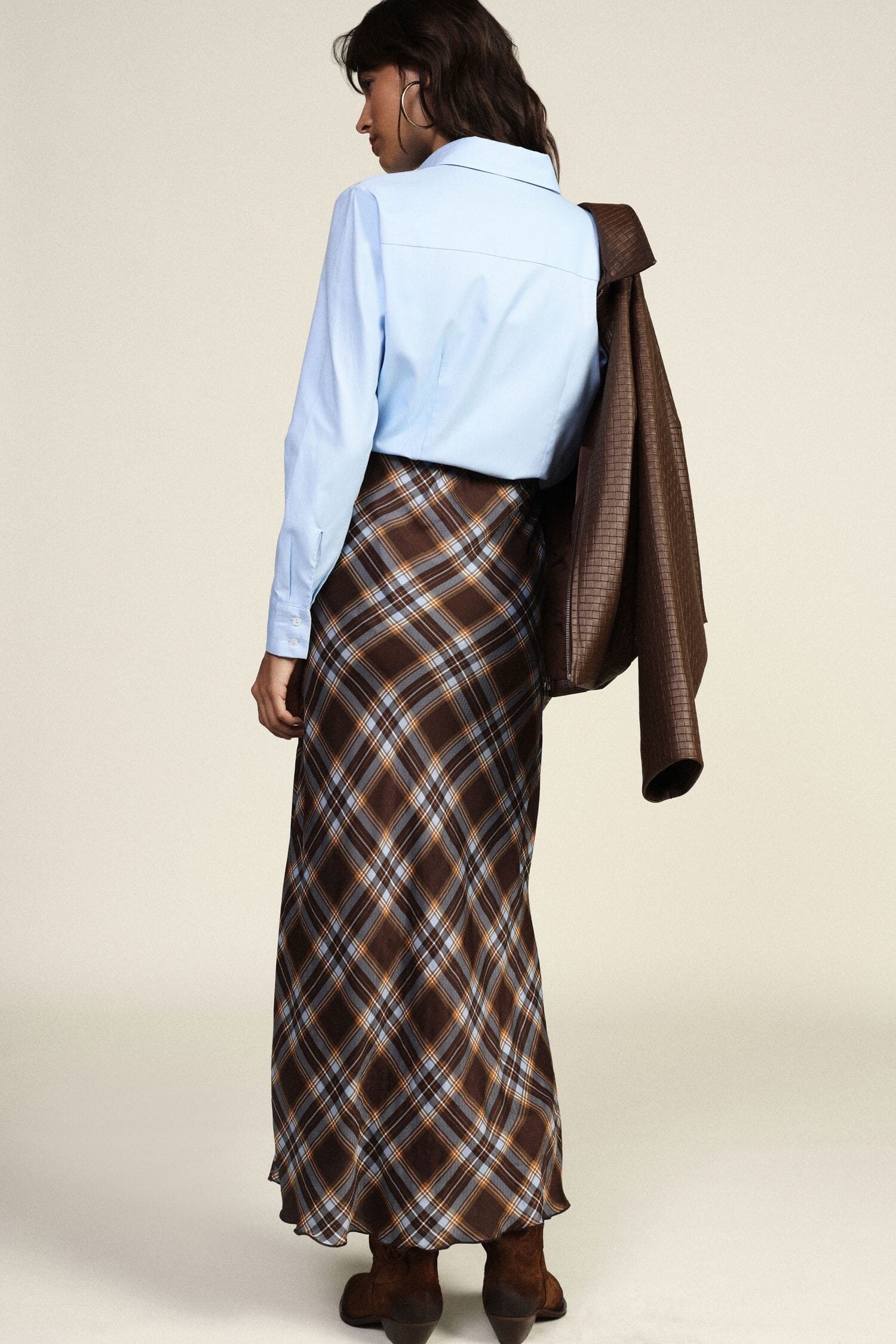 Dixie Long Wrap-Around Skirt with Tartan Print