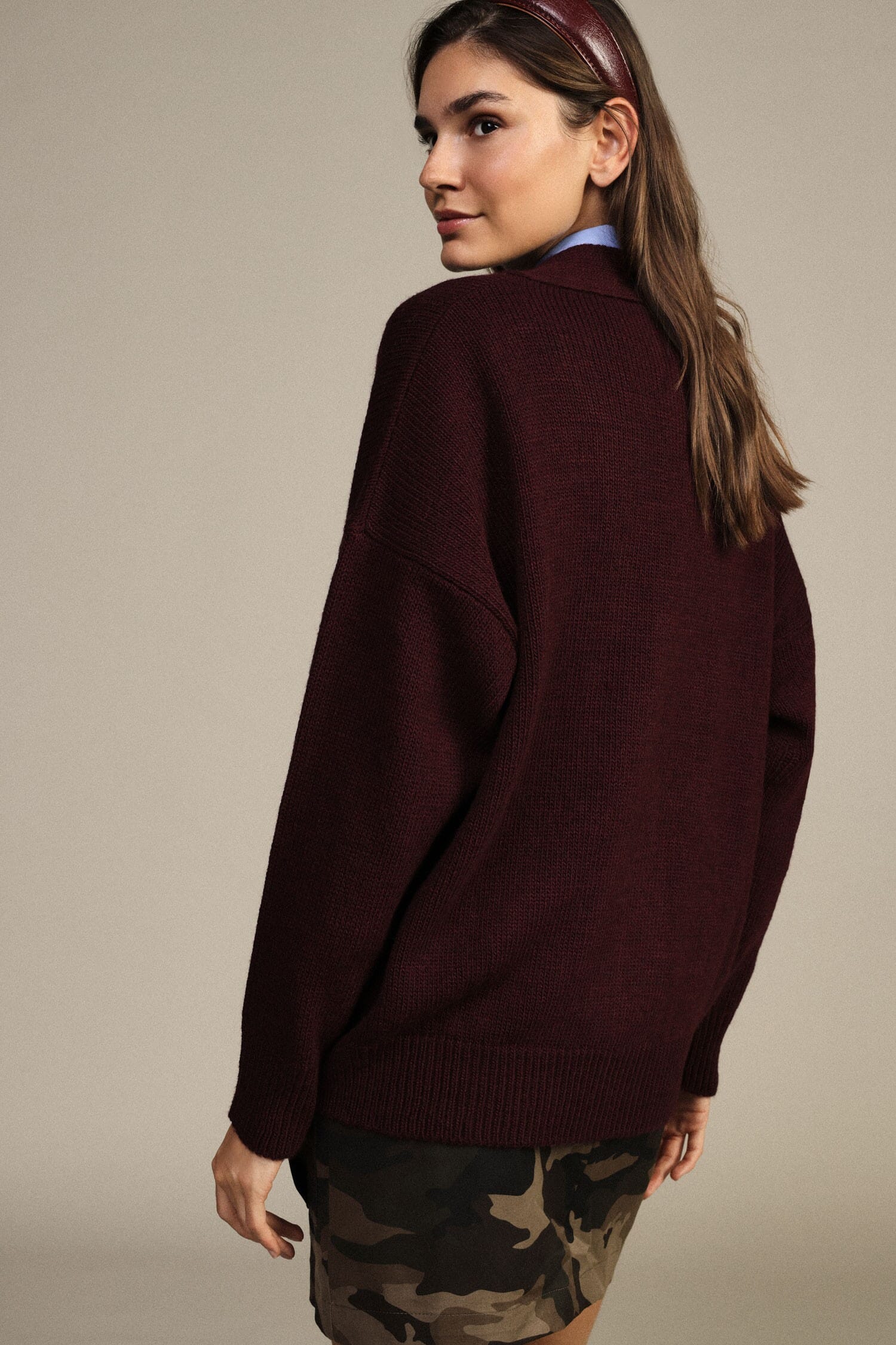 Cardigan Con Maxi Bottone E Spalle Scese Dixie