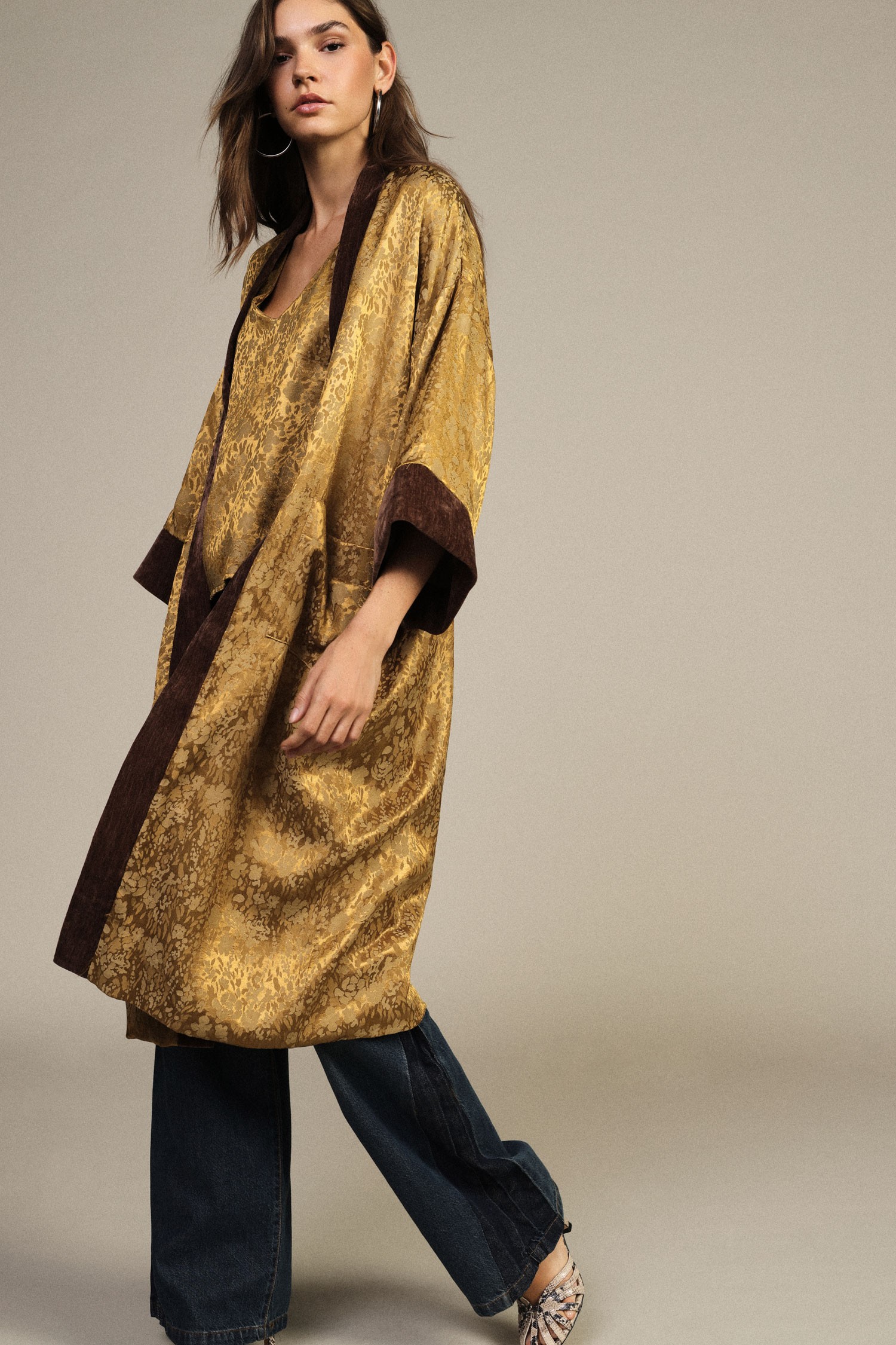 Cappotto Duster Con Maniche Ampie E Profili A Contrasto Dixie