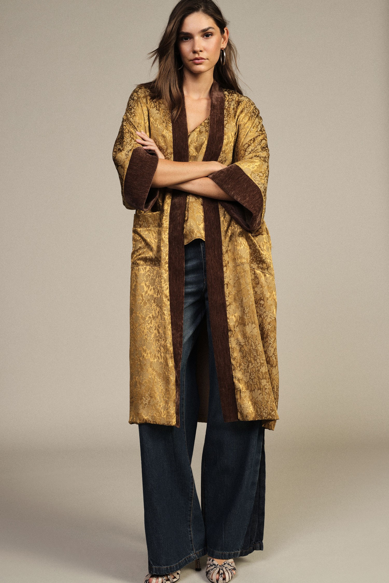Cappotto Duster Con Maniche Ampie E Profili A Contrasto Dixie