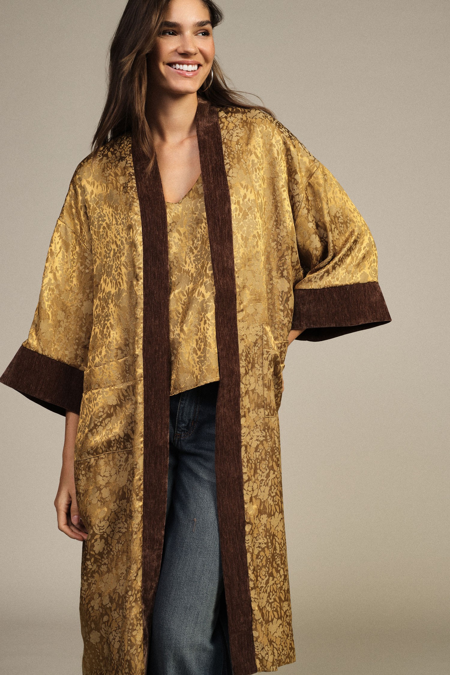 Cappotto Duster Con Maniche Ampie E Profili A Contrasto Dixie