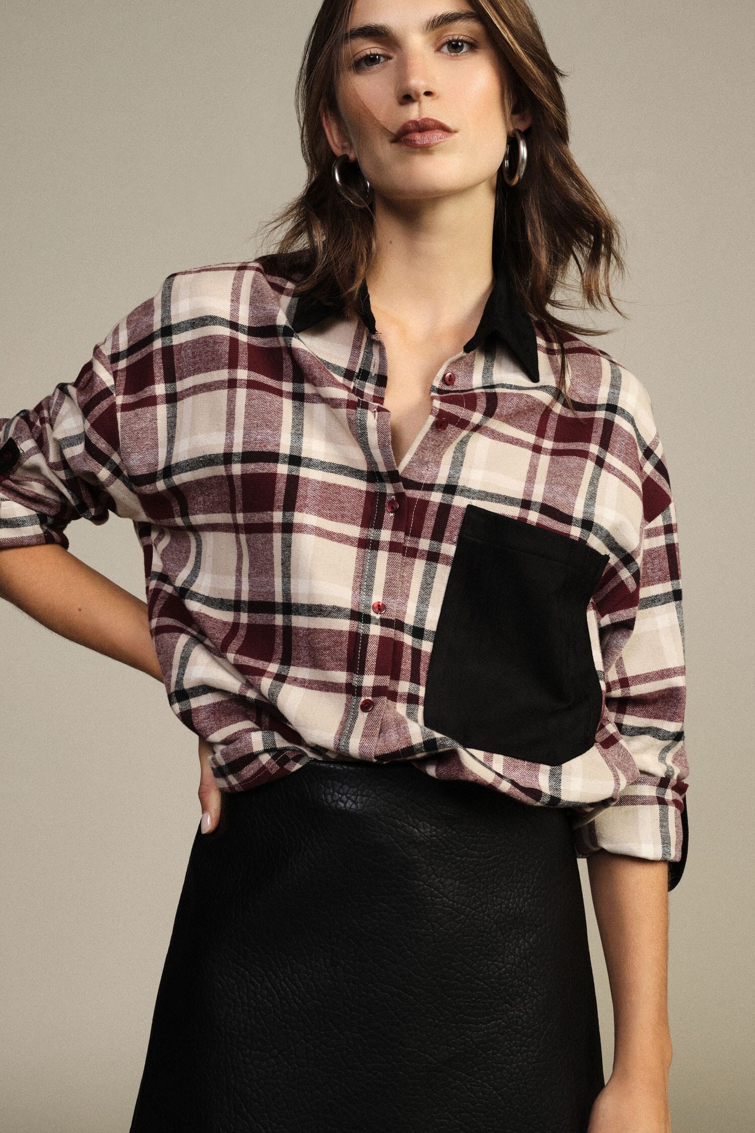 Camicia A Quadri Con Tasca E Colletto Contrasto Dixie