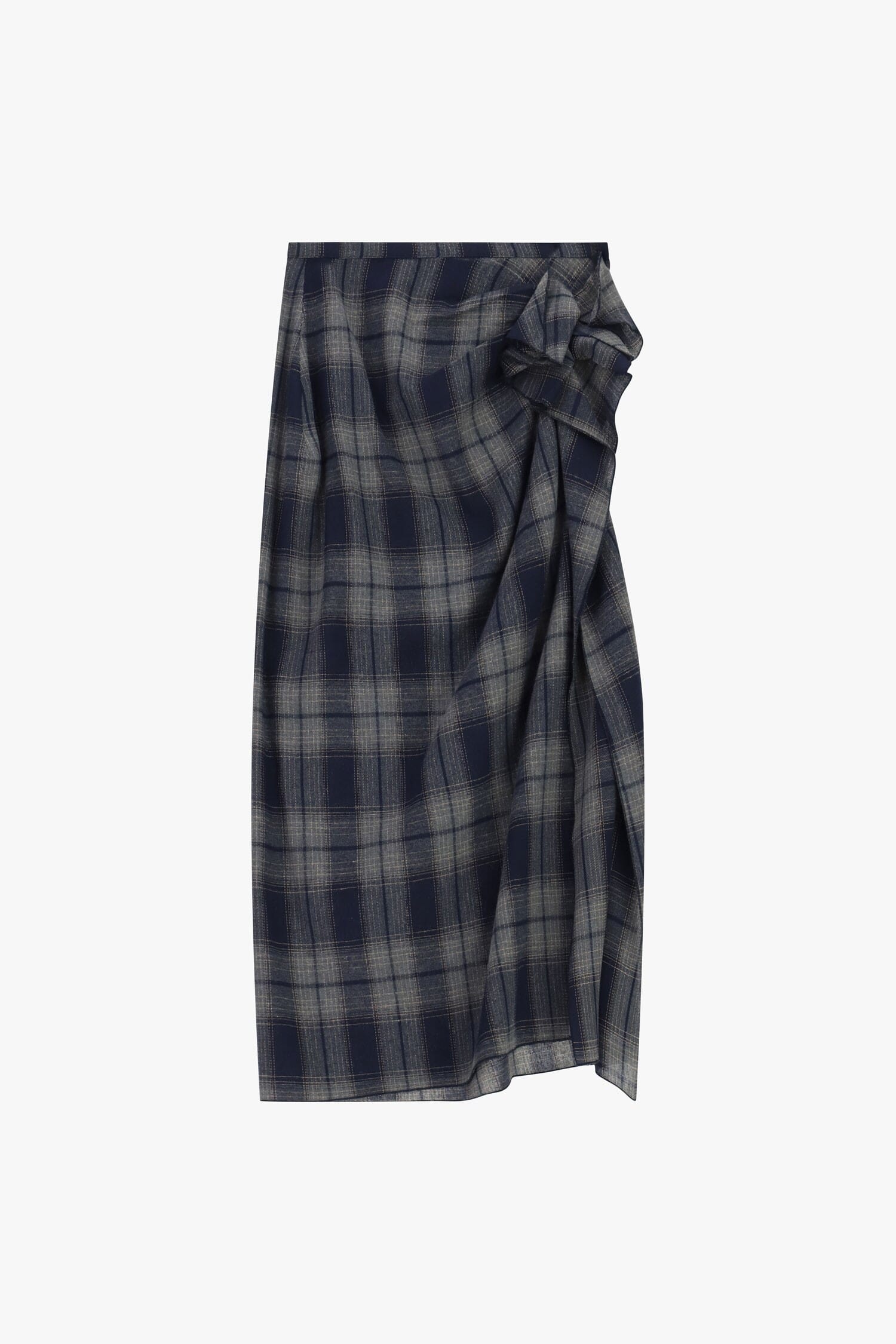 Gonna Midi A Quadri Con Drappeggio Laterale Dixie