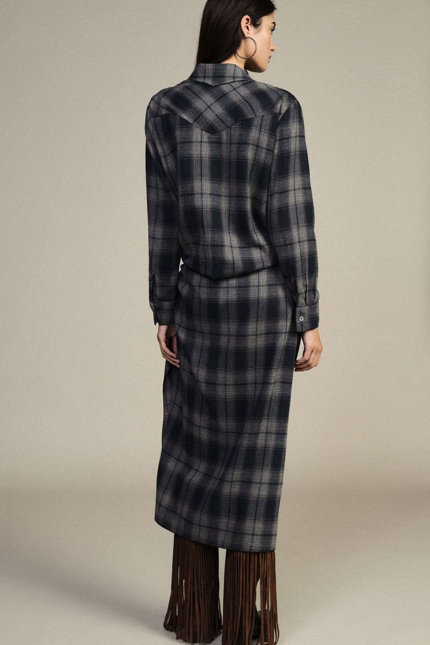 Gonna Midi A Quadri Con Drappeggio Laterale Dixie