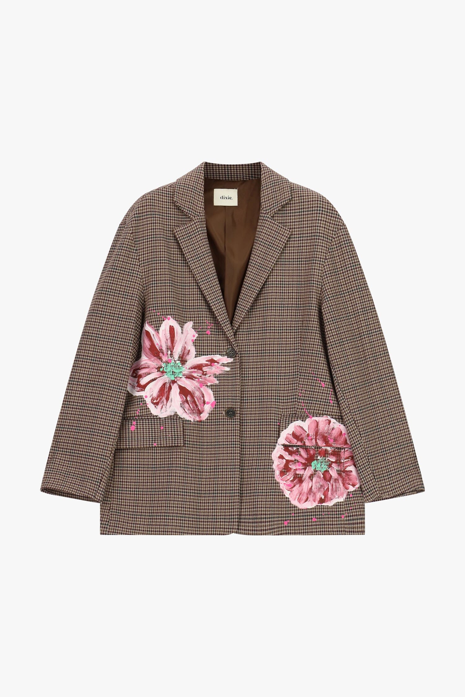 Blazer à carreaux fantaisie avec des fleurs peintes « Dixie »
