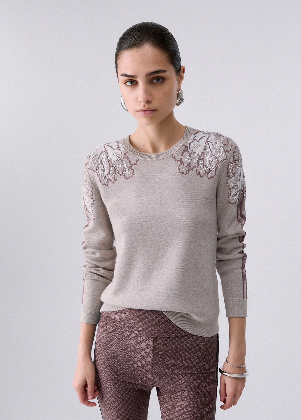 Maglia Jacquard Con Strass Liu Jo