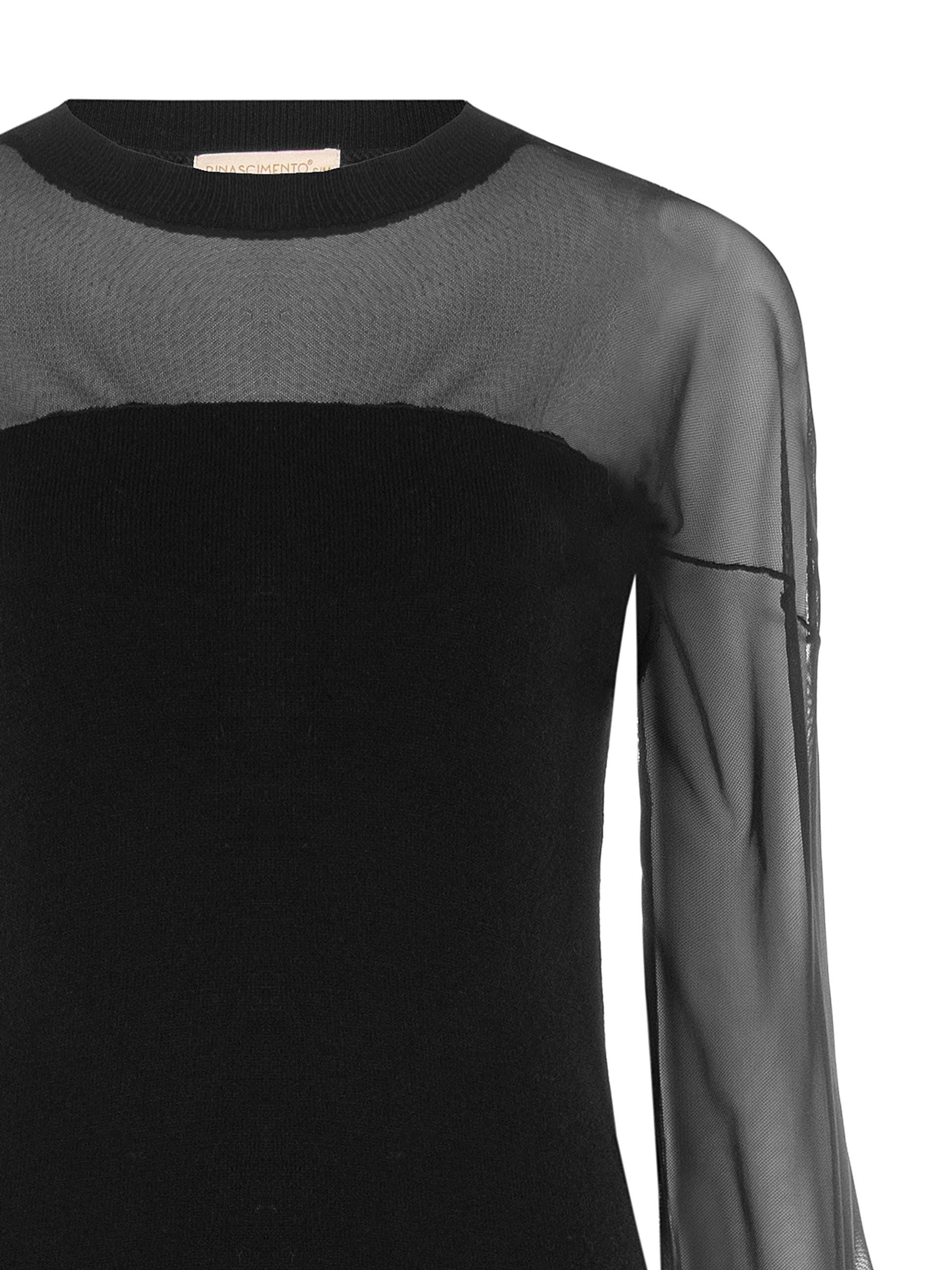 Abito Corto In Maglia Misto Lana Con Inserto In Rete Elasticizzata Rinascimento