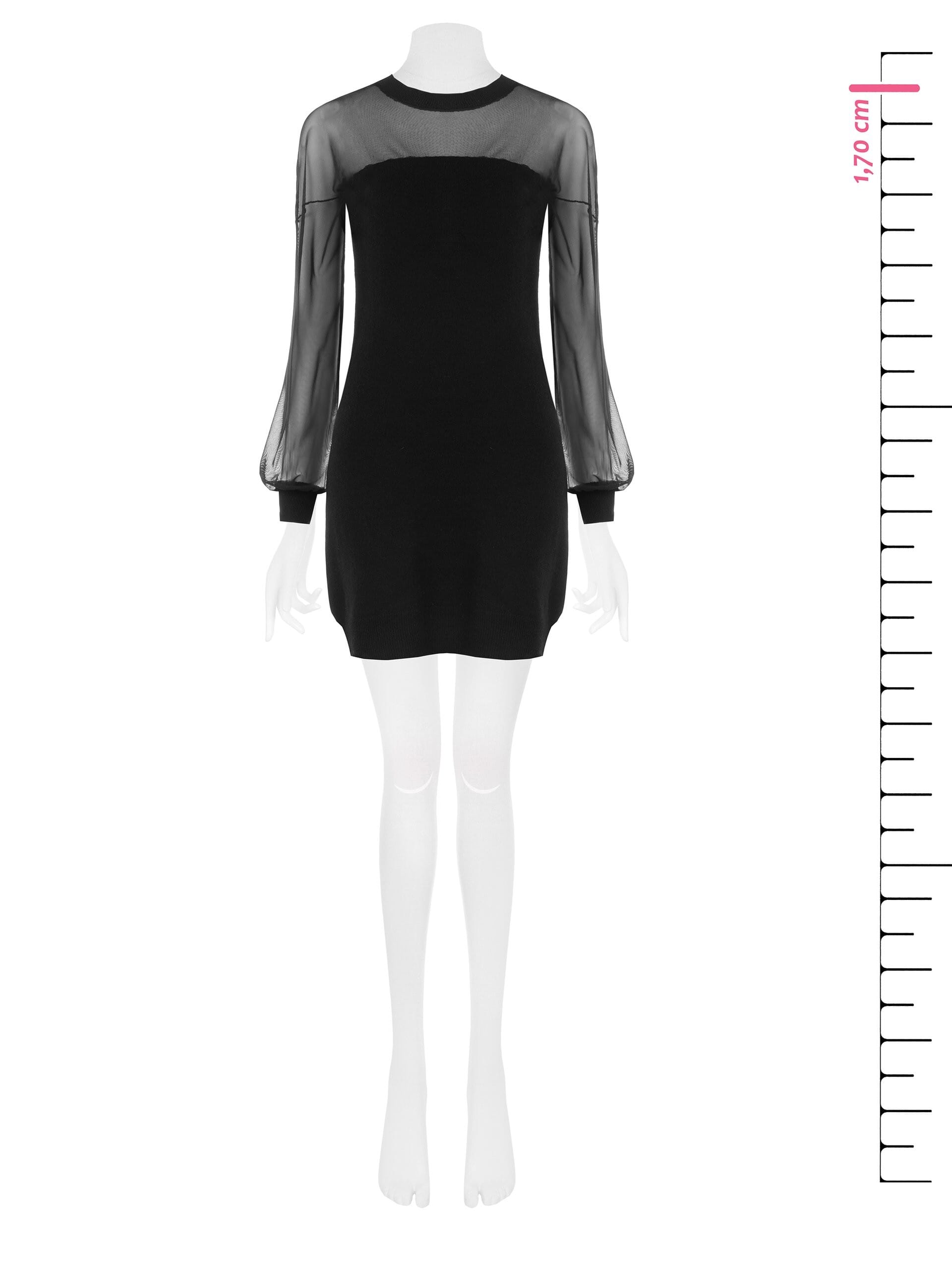 Abito Corto In Maglia Misto Lana Con Inserto In Rete Elasticizzata Rinascimento