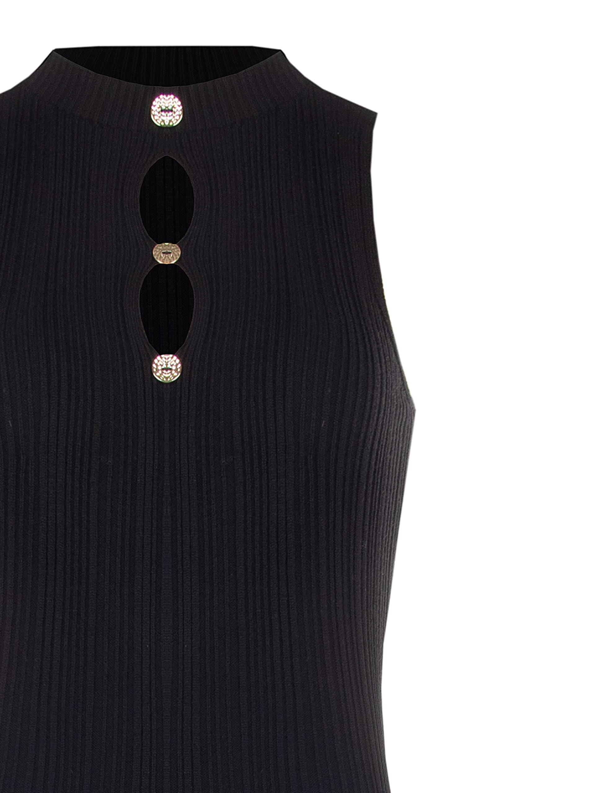 Abito A Tubino In Maglia A Coste Con 3 Cut-Out E Bottoni Gioiello Rinascimento