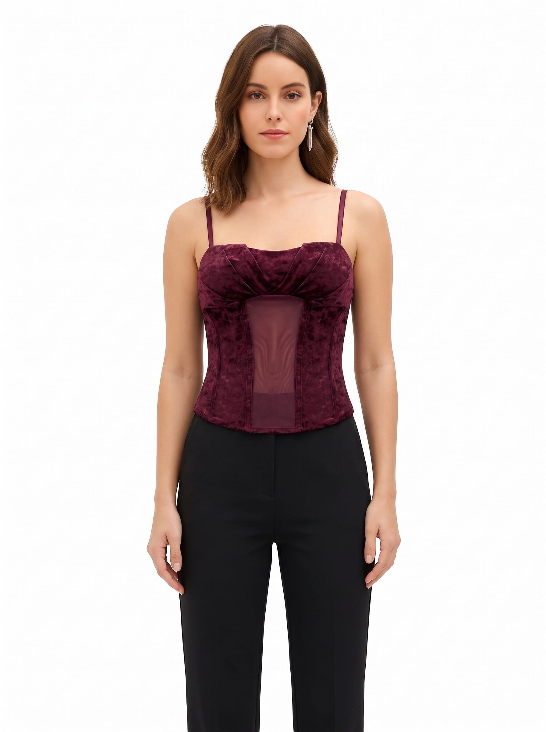 Rinascimento Velvet Bustier Top with Thin Straps