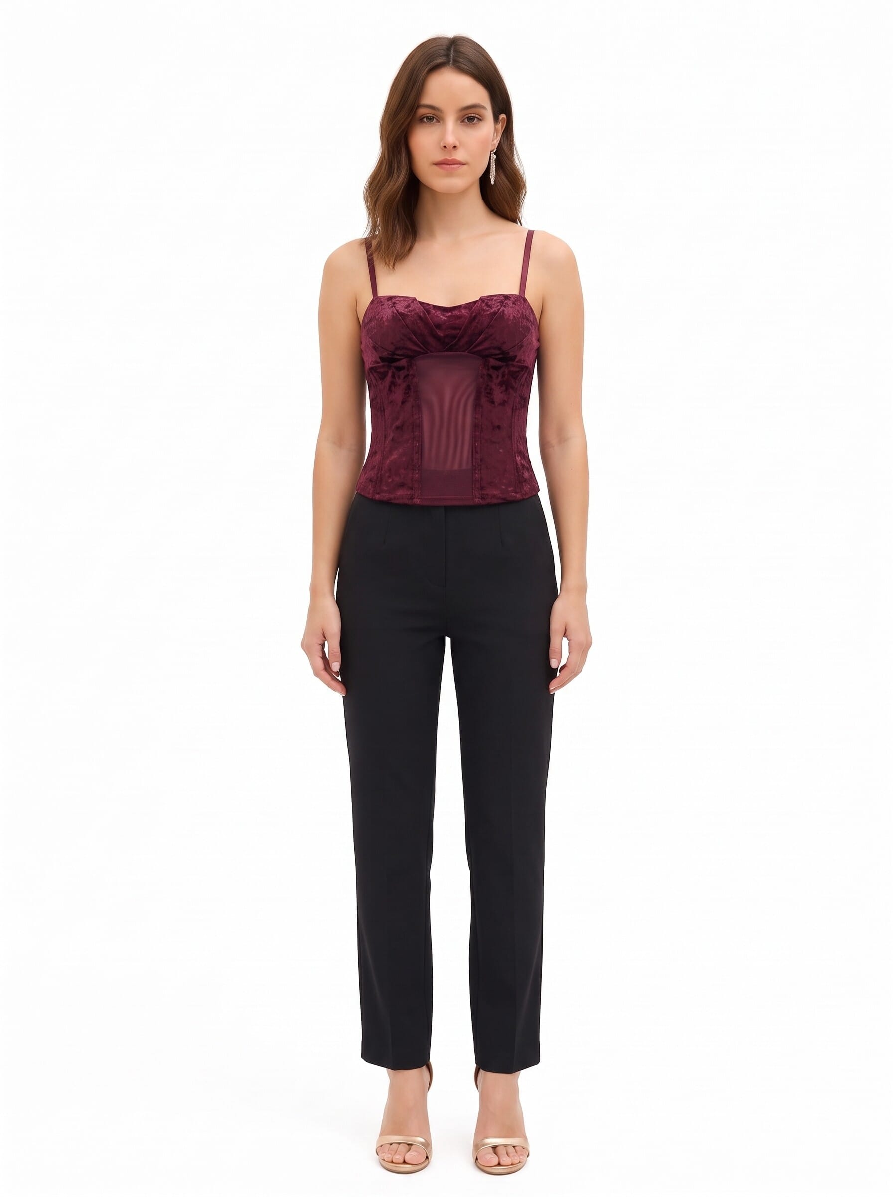 Rinascimento Velvet Bustier Top with Thin Straps