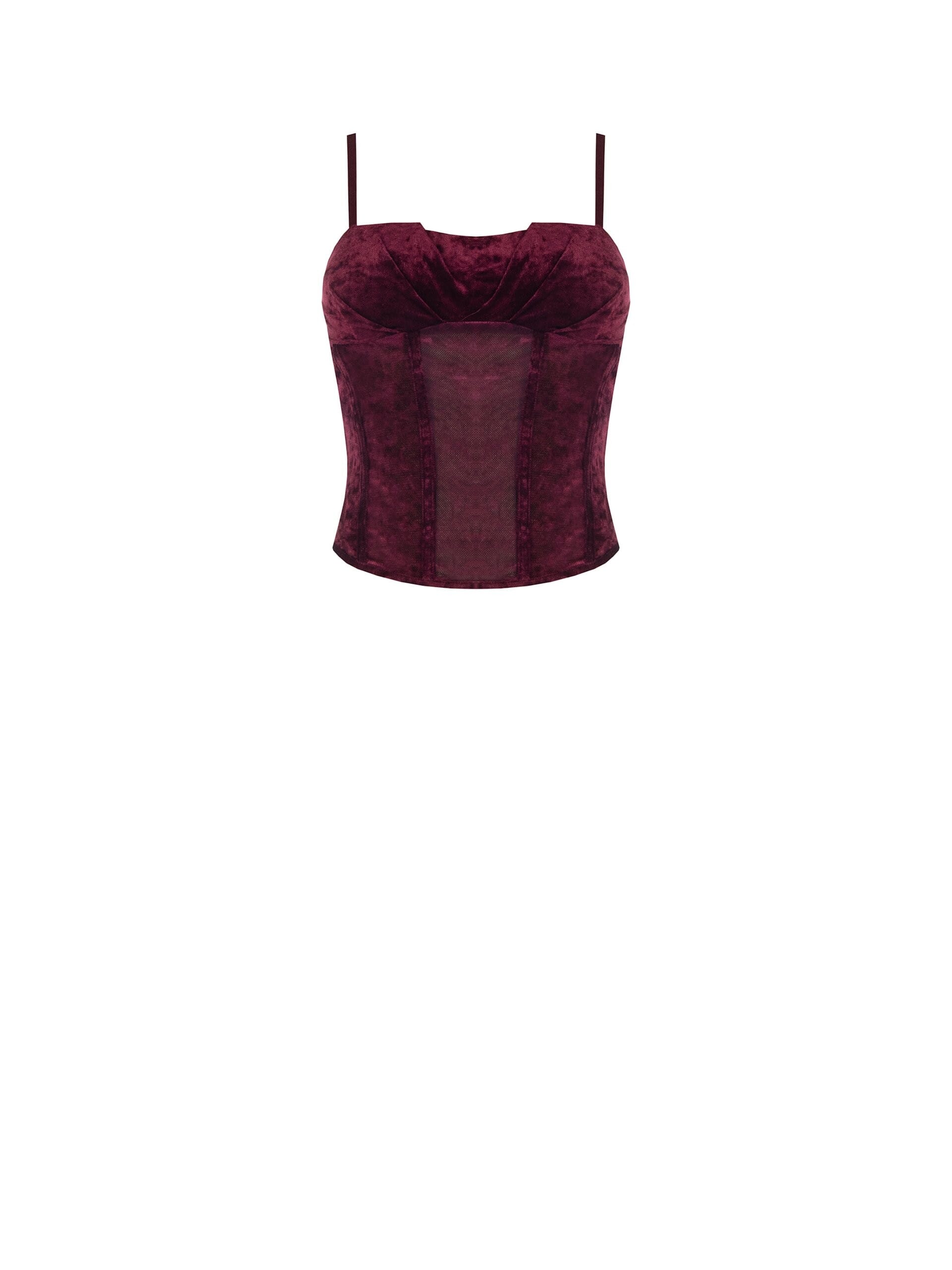 Rinascimento Velvet Bustier Top with Thin Straps