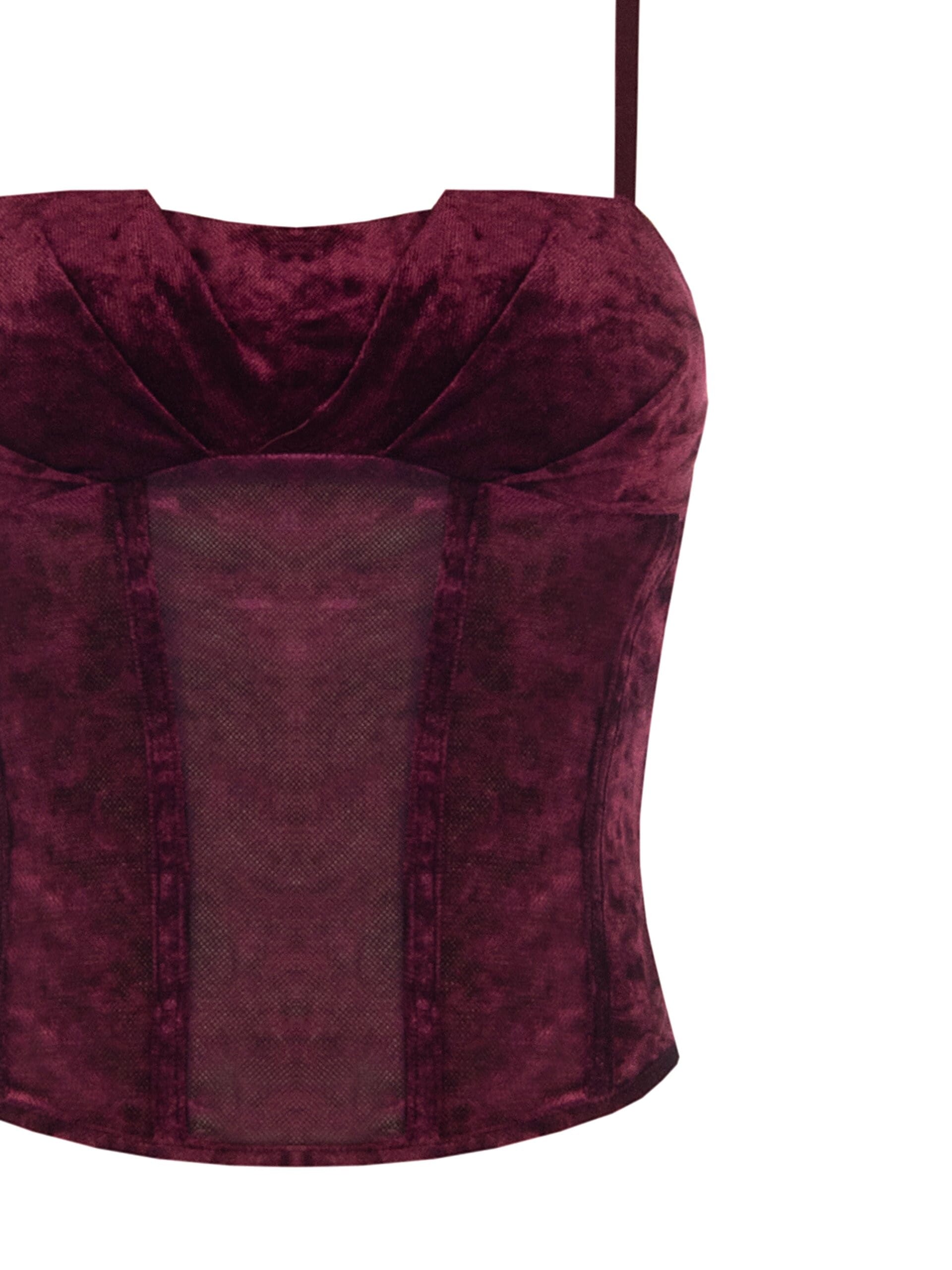 Rinascimento Velvet Bustier Top with Thin Straps