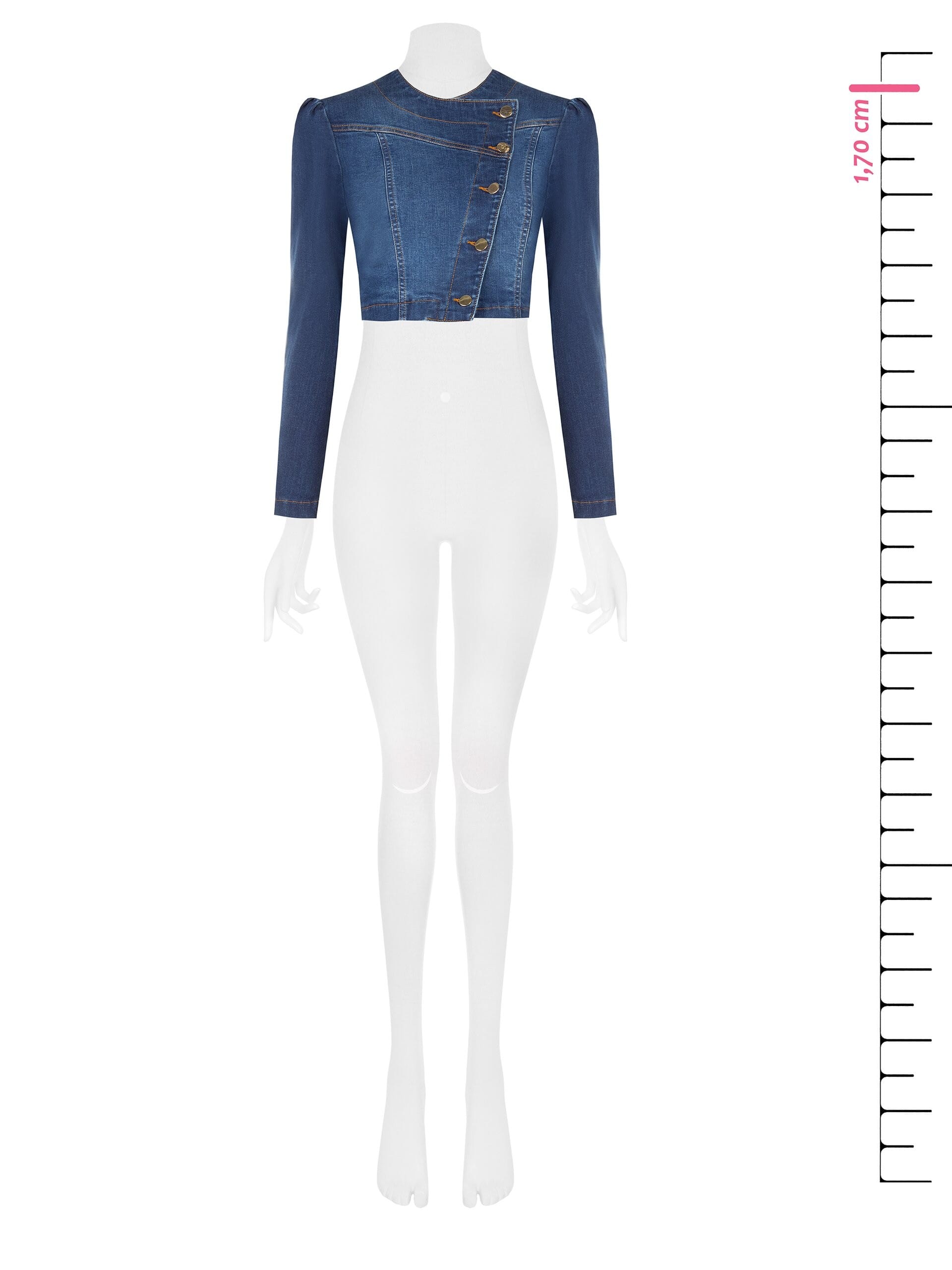Giacca Crop In Denim Con Abbottonatura Asimmetrica Rinascimento