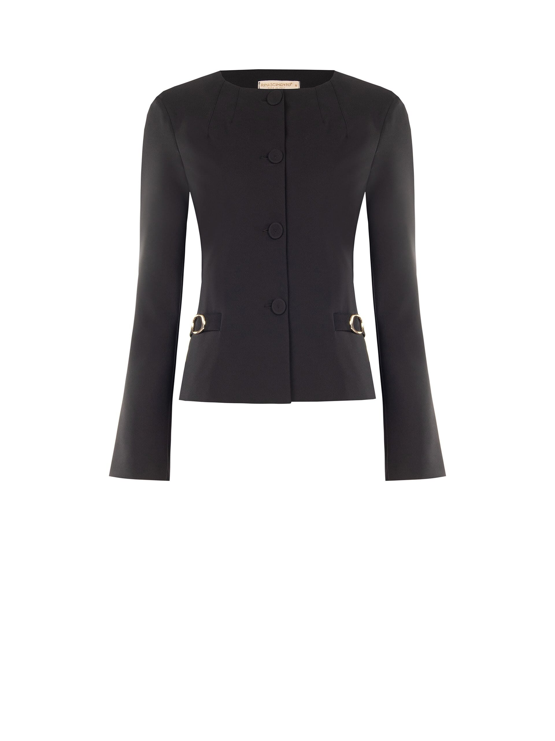 Veste blazer courte en tissu technique, sans revers, avec boucles décoratives « Rinascimento »