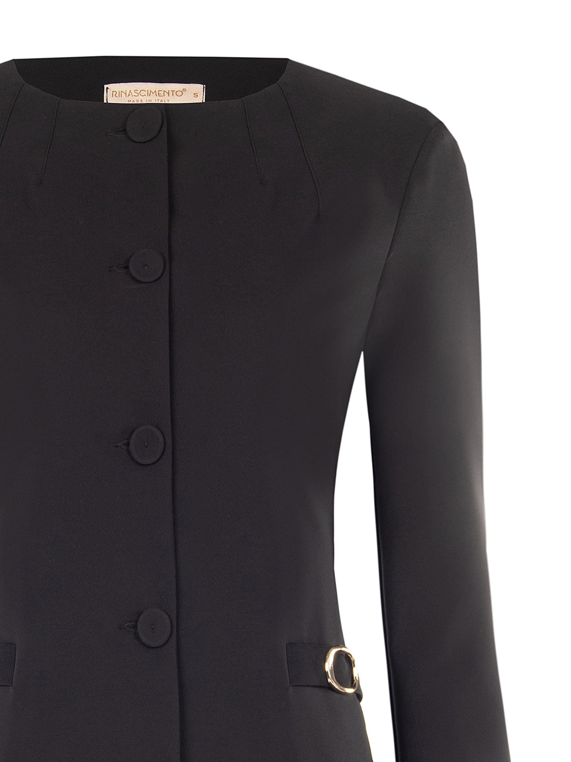Veste blazer courte en tissu technique, sans revers, avec boucles décoratives « Rinascimento »