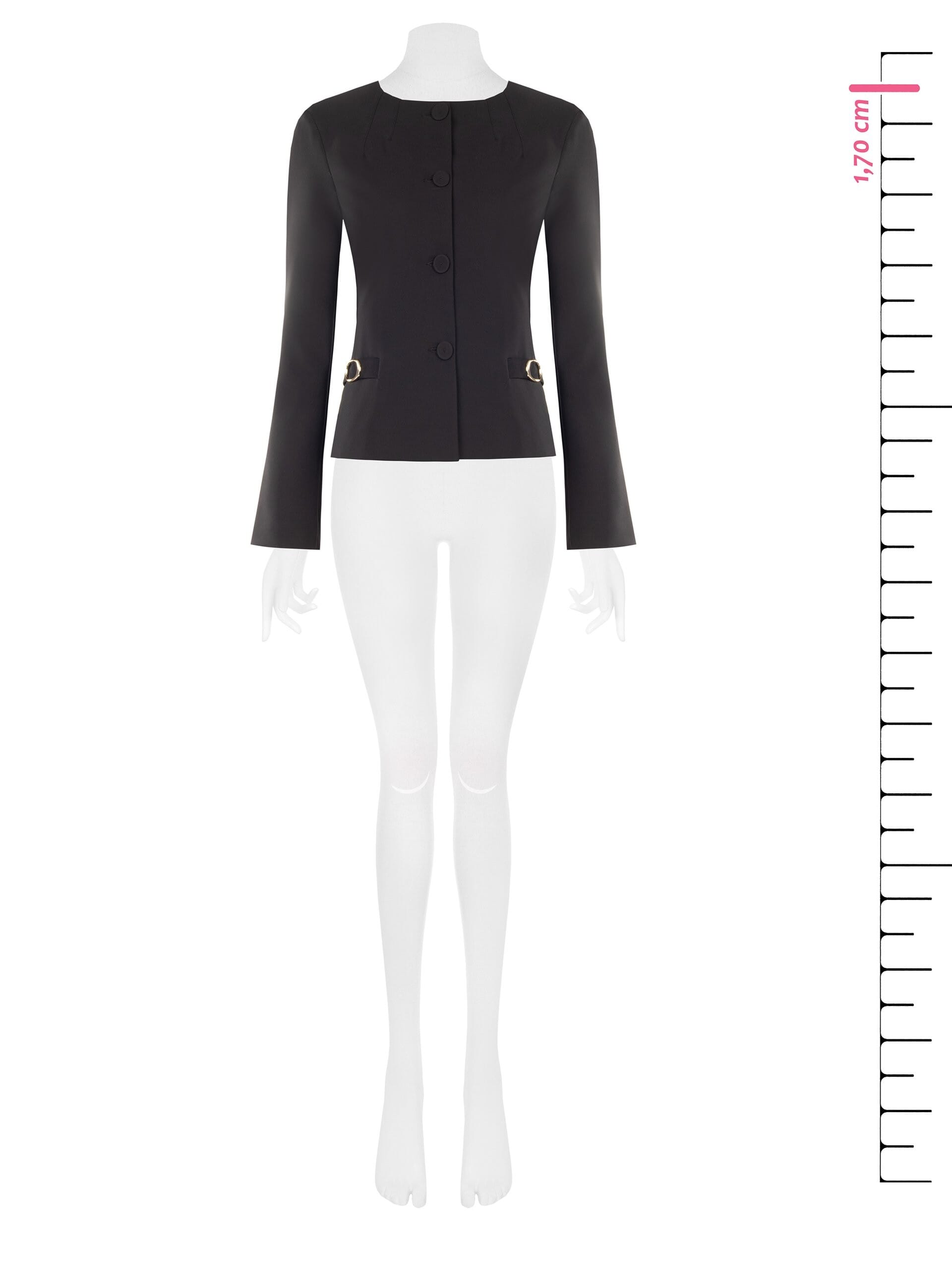 Veste blazer courte en tissu technique, sans revers, avec boucles décoratives « Rinascimento »