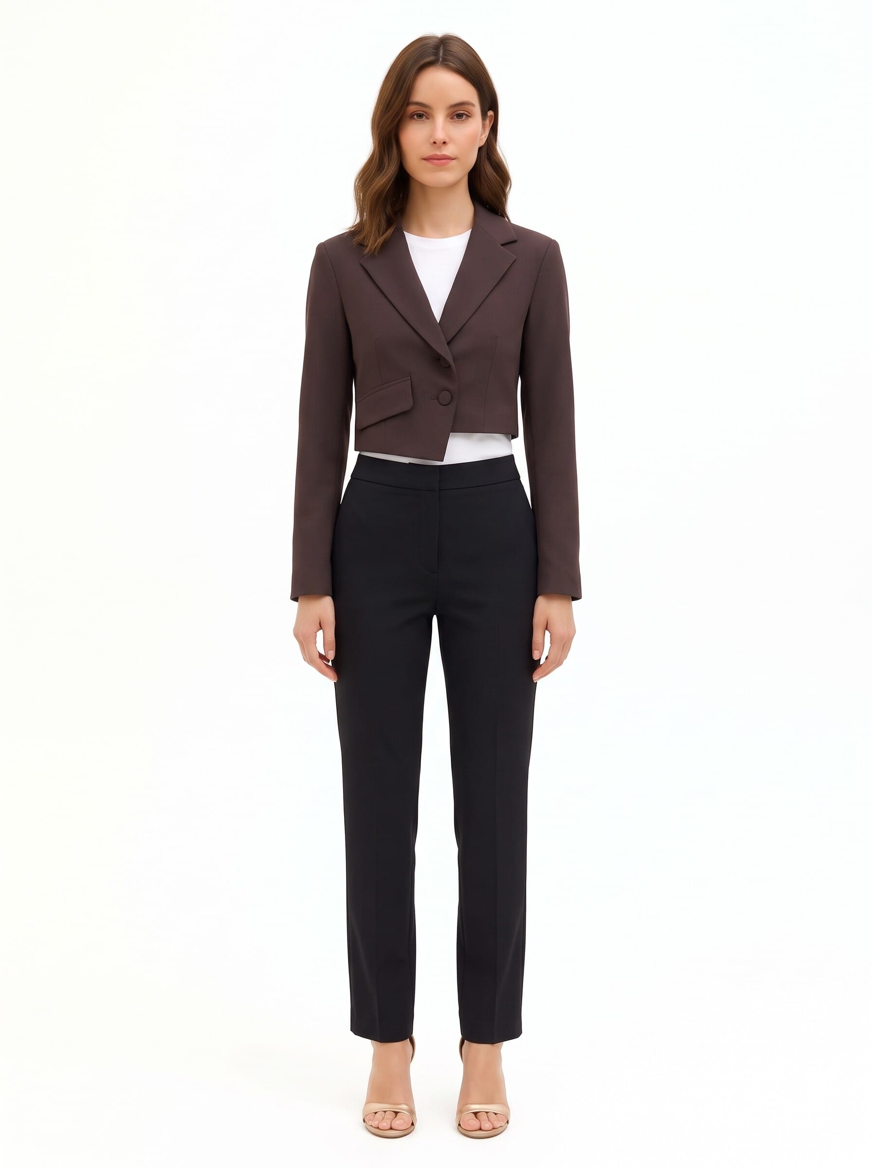 Giacca Blazer Crop Con Chiusura Asimmetrica In Poliviscosa Rinascimento