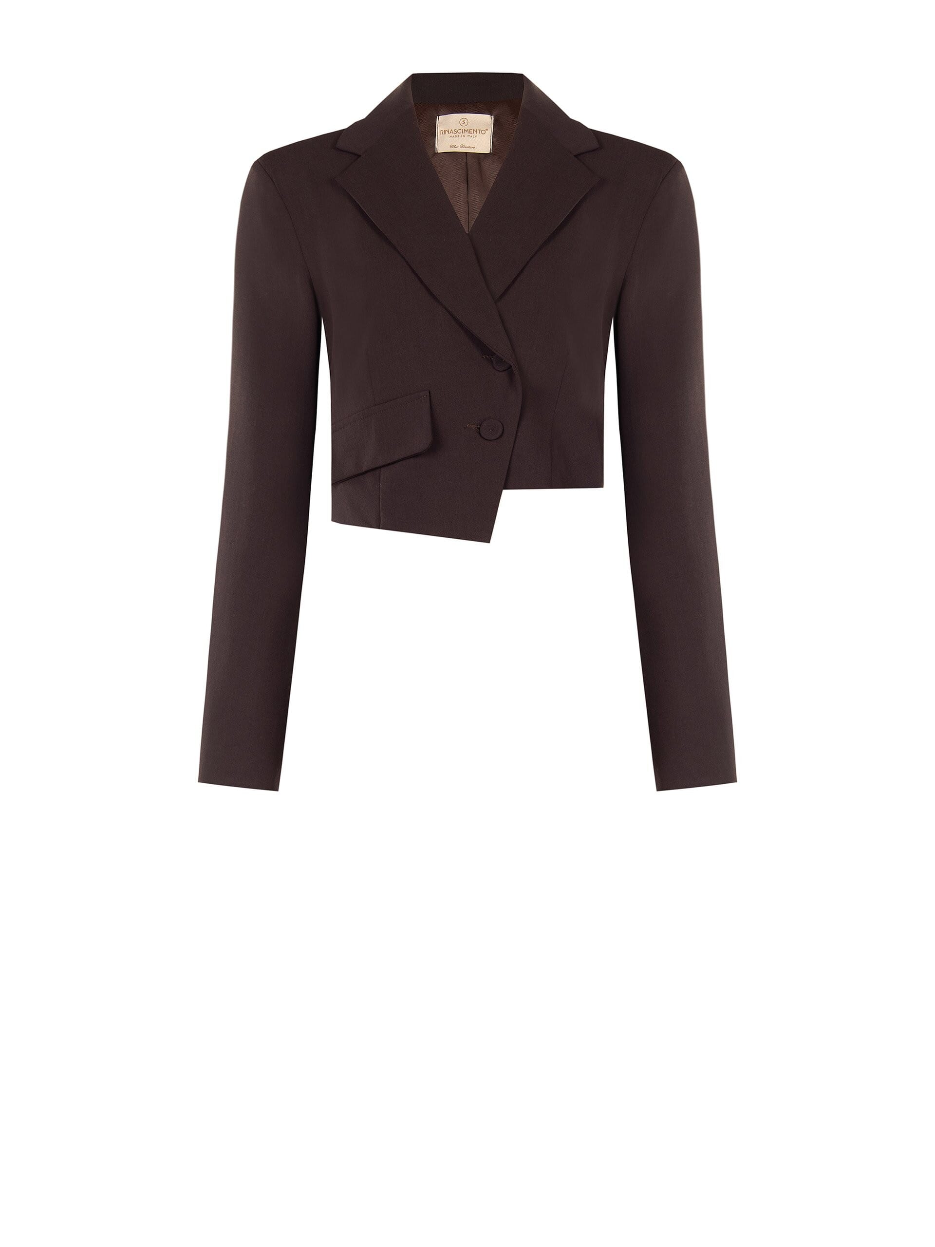 Giacca Blazer Crop Con Chiusura Asimmetrica In Poliviscosa Rinascimento