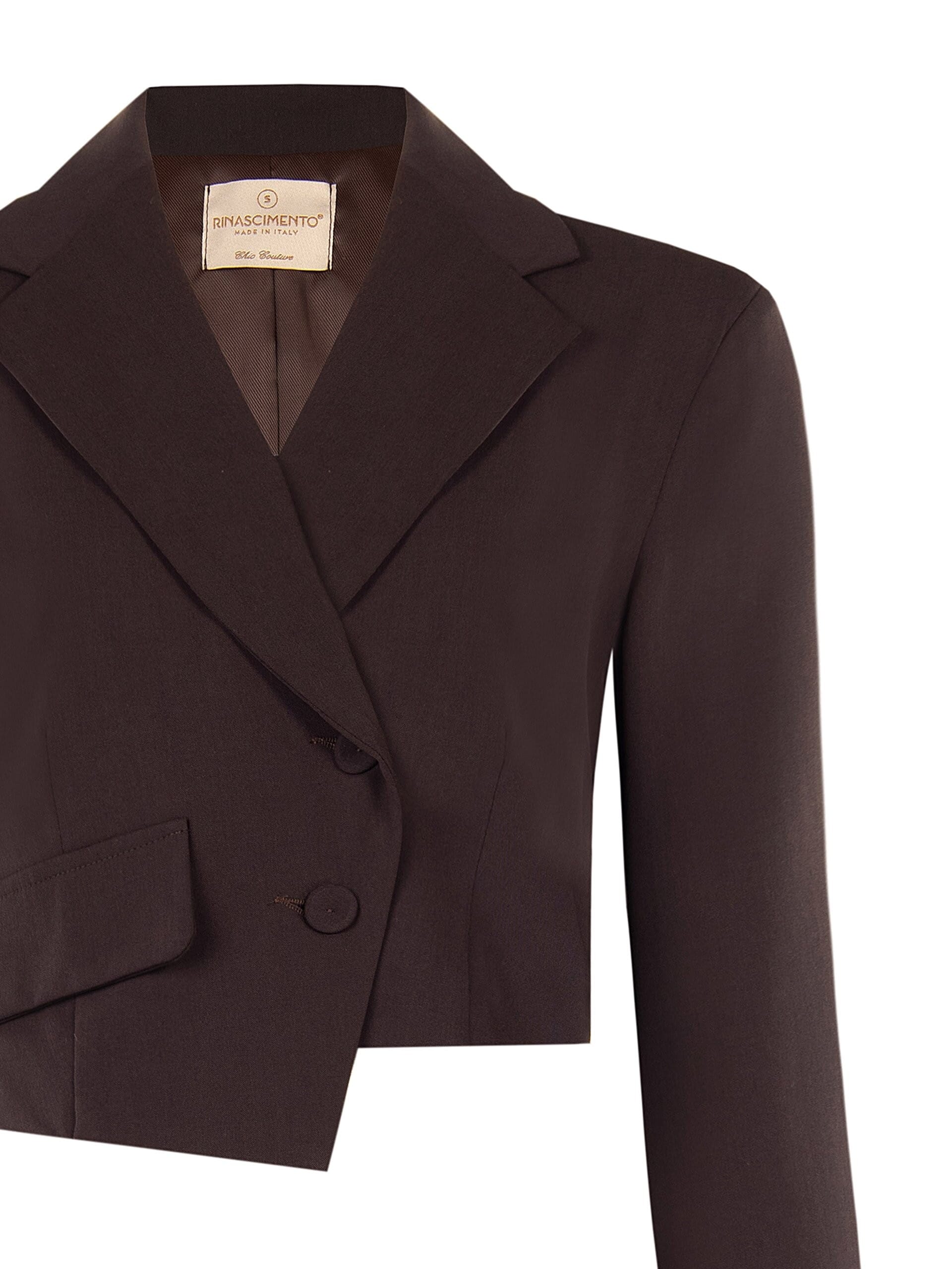Giacca Blazer Crop Con Chiusura Asimmetrica In Poliviscosa Rinascimento