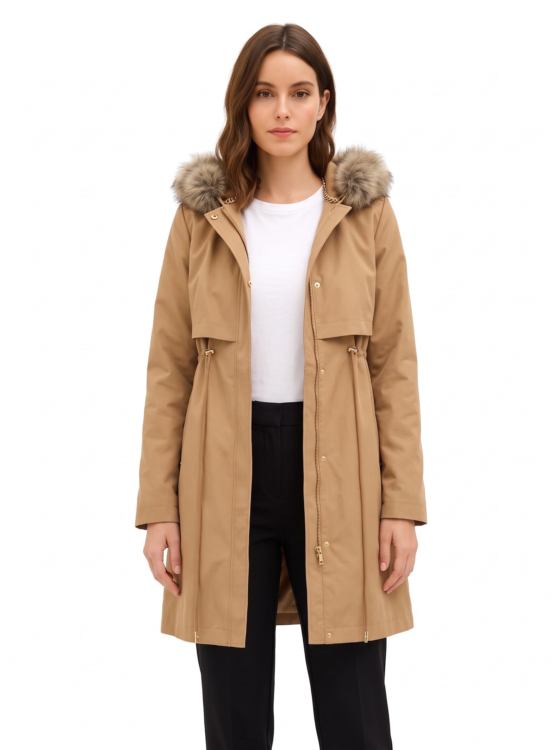 Parka Lungo Con Coulisse E Piumino Interno Removibile Rinascimento