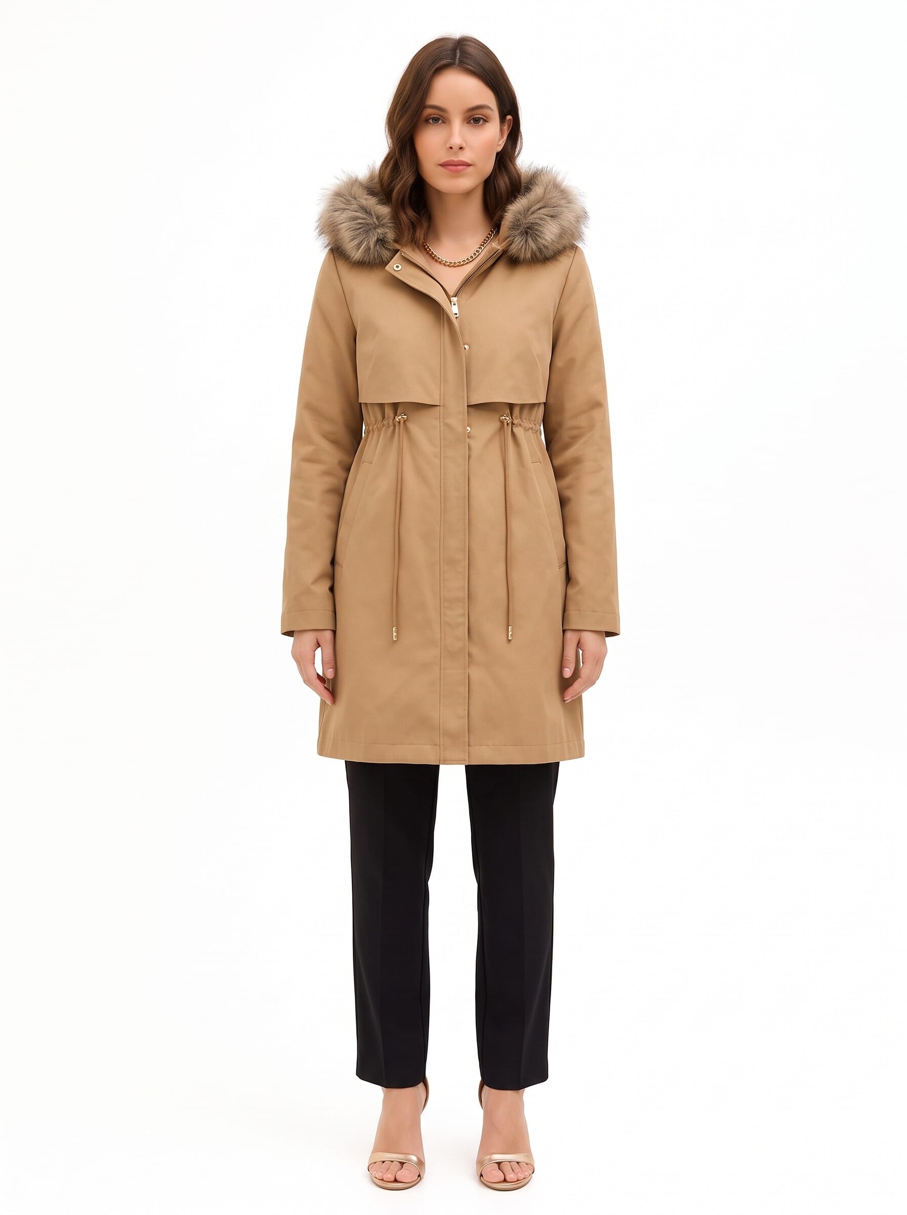 Parka Lungo Con Coulisse E Piumino Interno Removibile Rinascimento