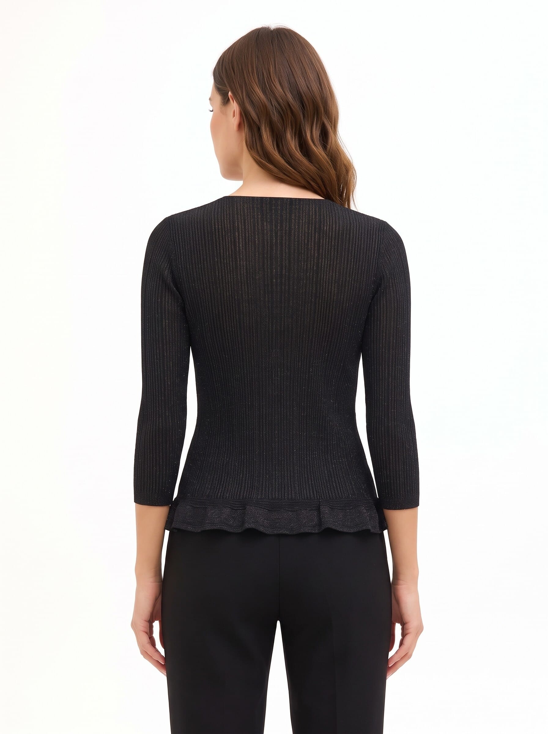 Fitted, Flared Top in Lurex Yarn with a Rinascimento-style V-neck