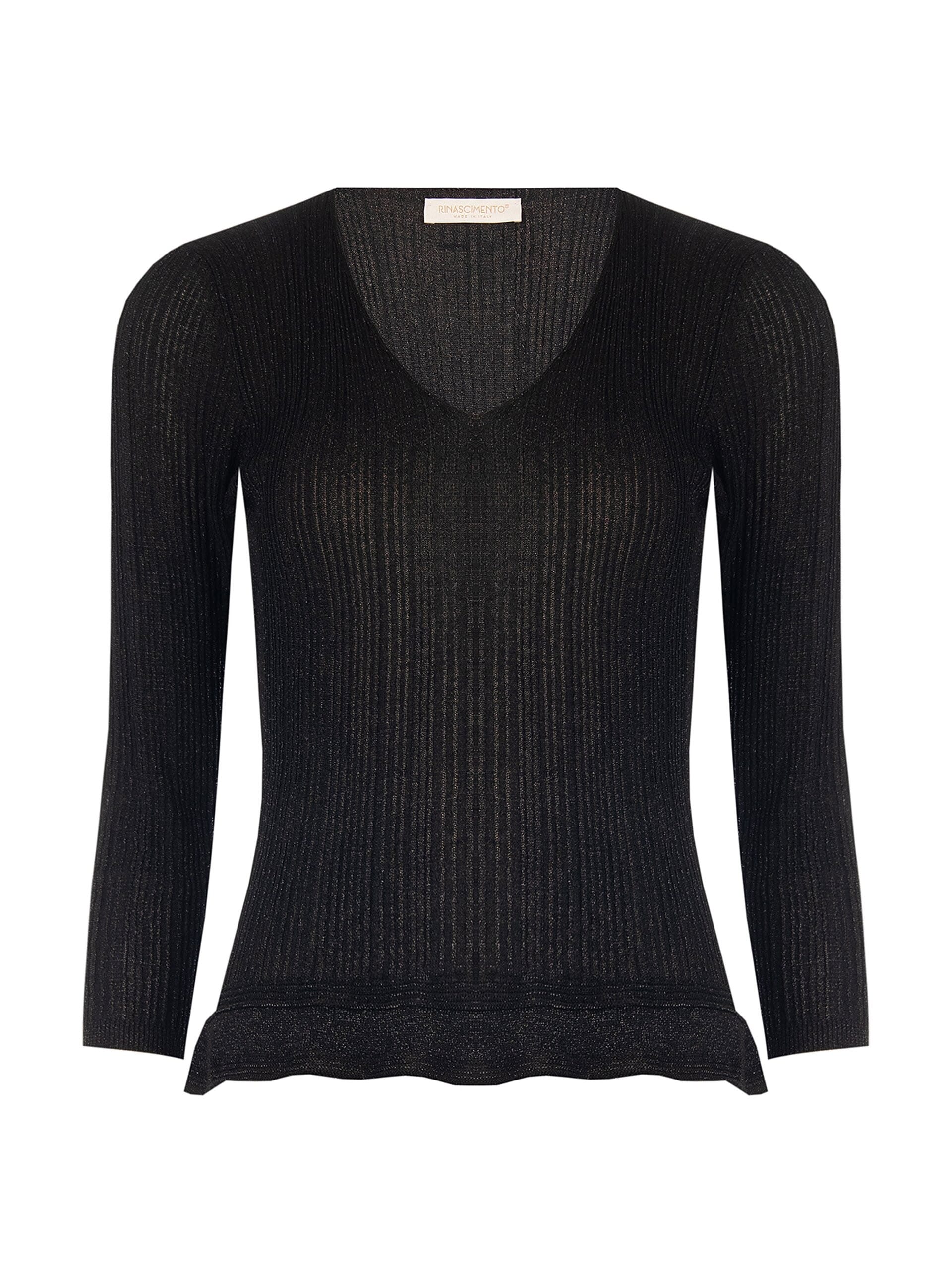 Fitted, Flared Top in Lurex Yarn with a Rinascimento-style V-neck