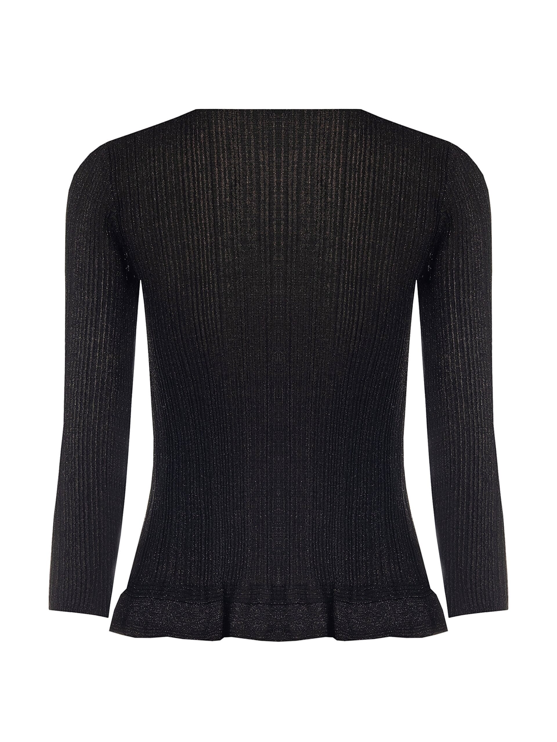 Fitted, Flared Top in Lurex Yarn with a Rinascimento-style V-neck