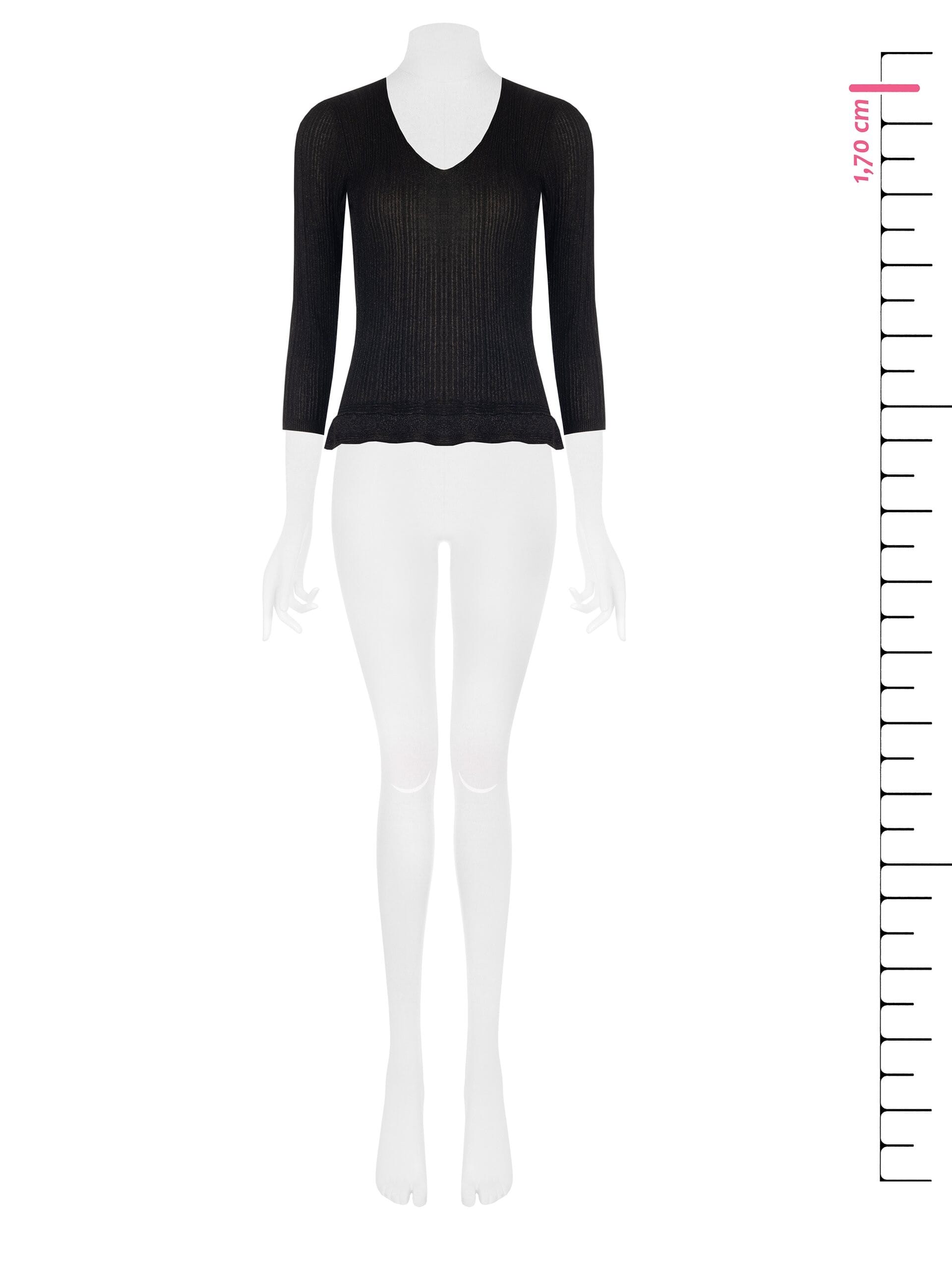 Fitted, Flared Top in Lurex Yarn with a Rinascimento-style V-neck