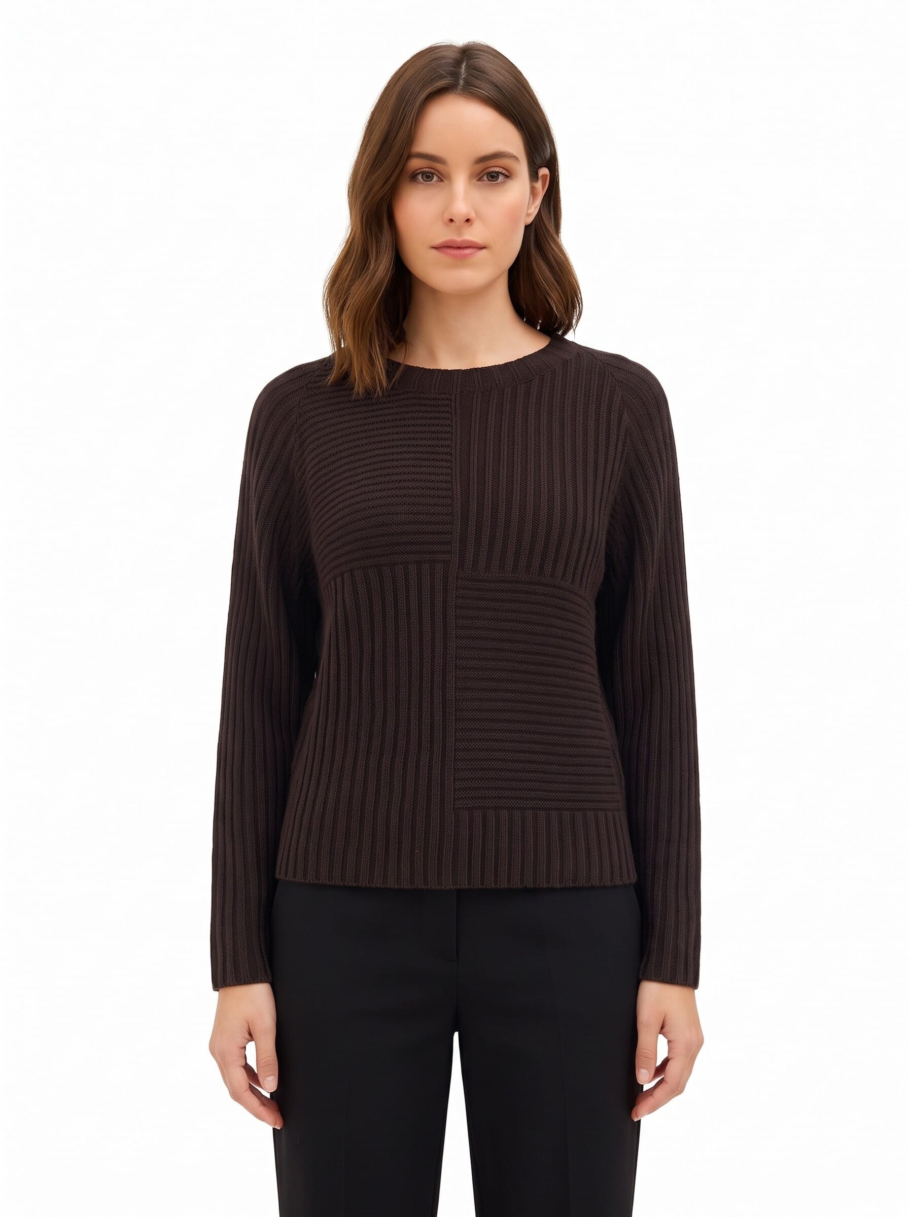 Rinascimento Sweater with Wide Horizontal and Vertical Ribbing