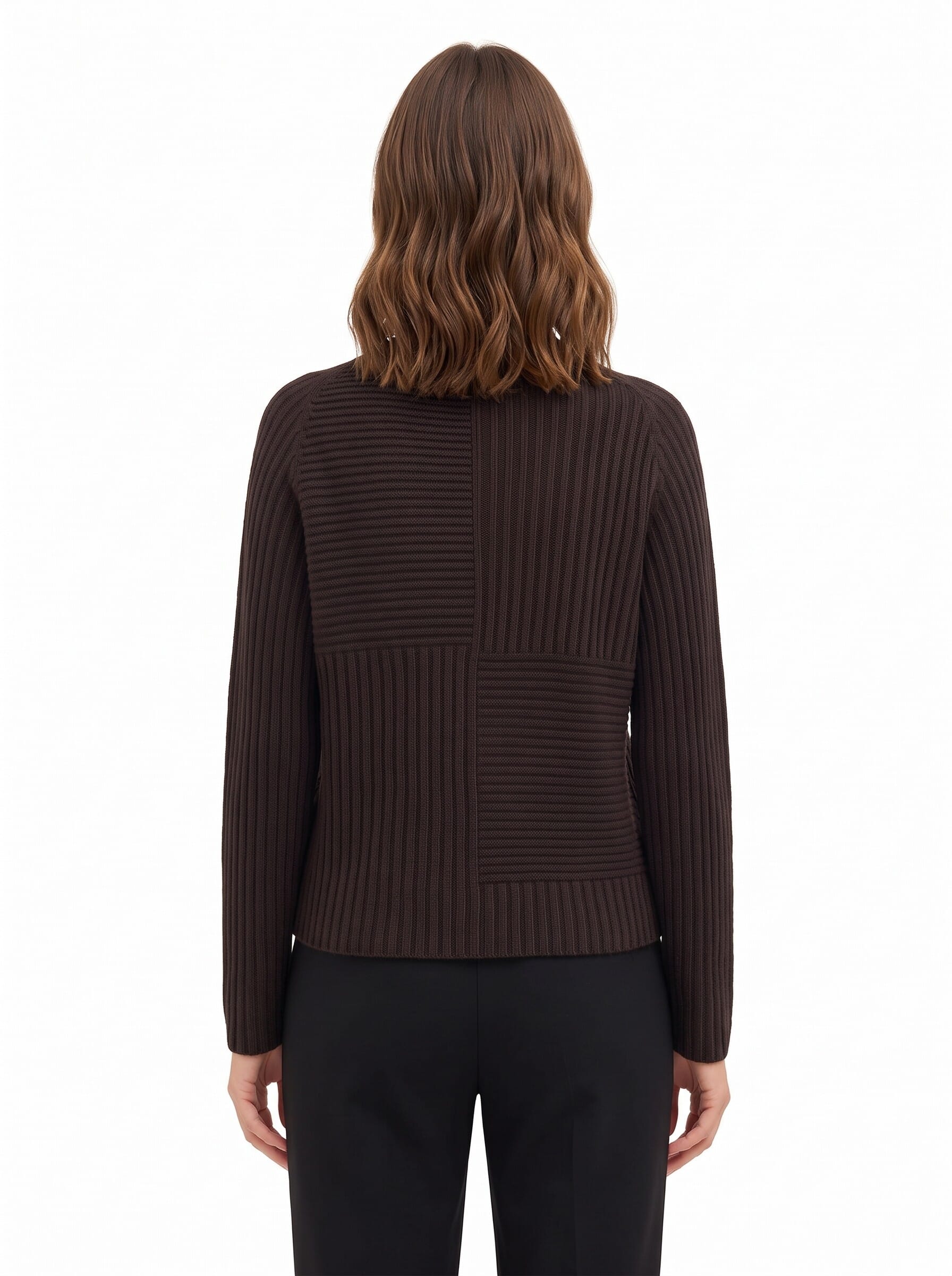 Rinascimento Sweater with Wide Horizontal and Vertical Ribbing