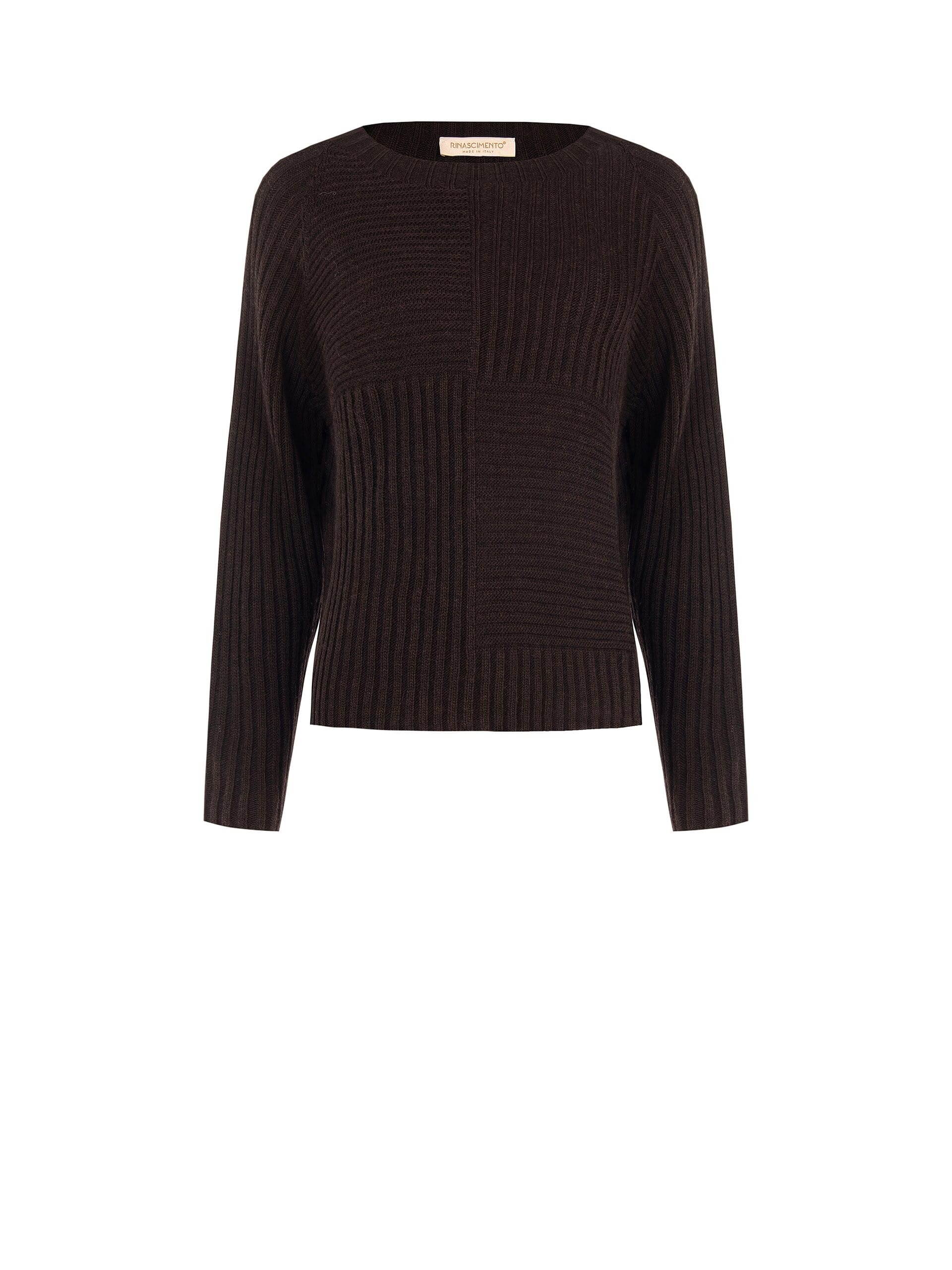 Rinascimento Sweater with Wide Horizontal and Vertical Ribbing