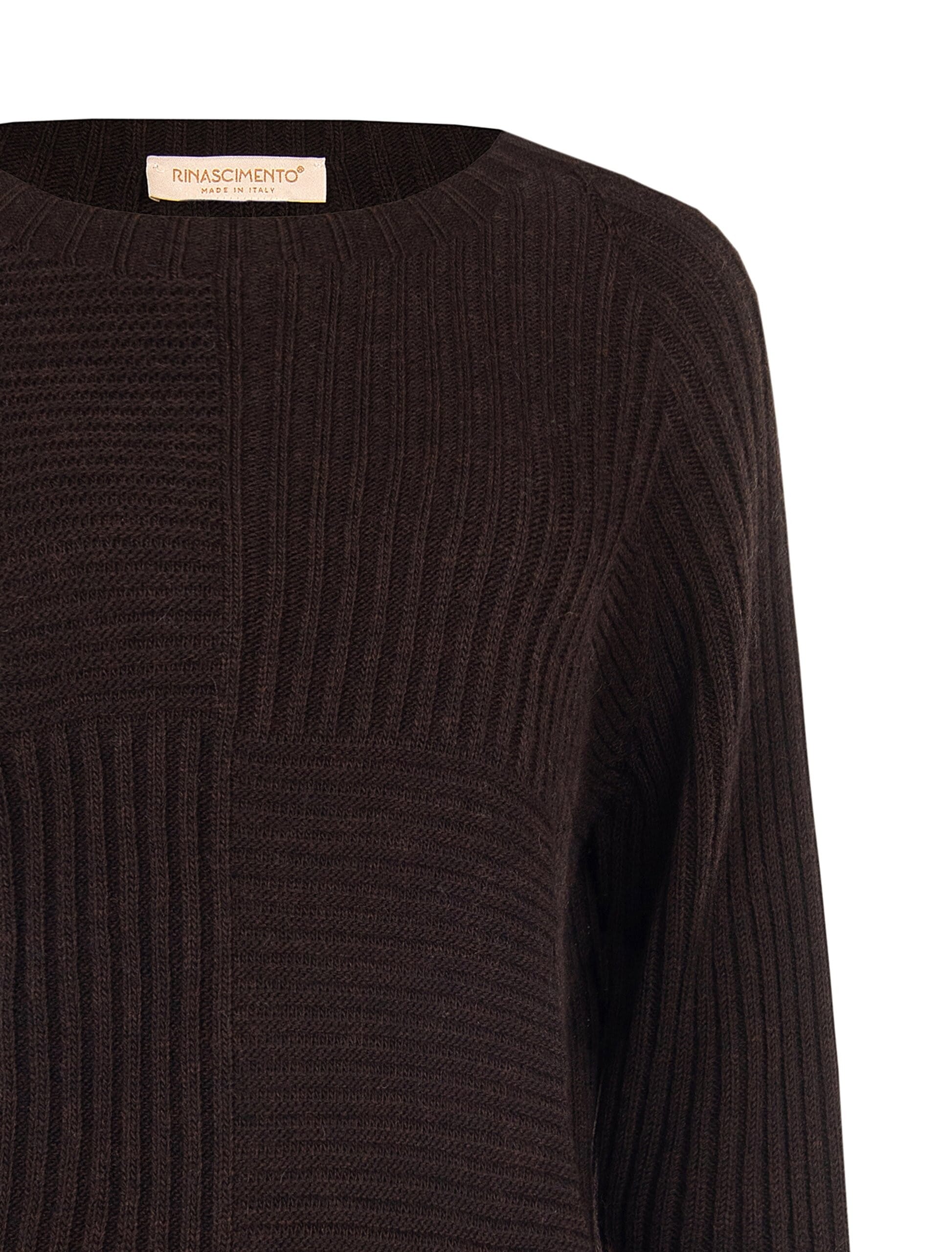 Rinascimento Sweater with Wide Horizontal and Vertical Ribbing