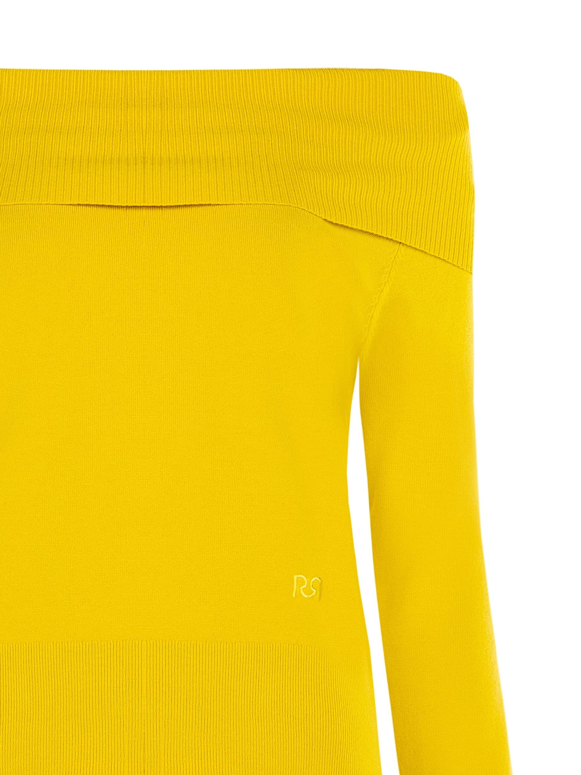Off-the-shoulder jumper with embroidered ‘Rr’ logo – Rinascimento