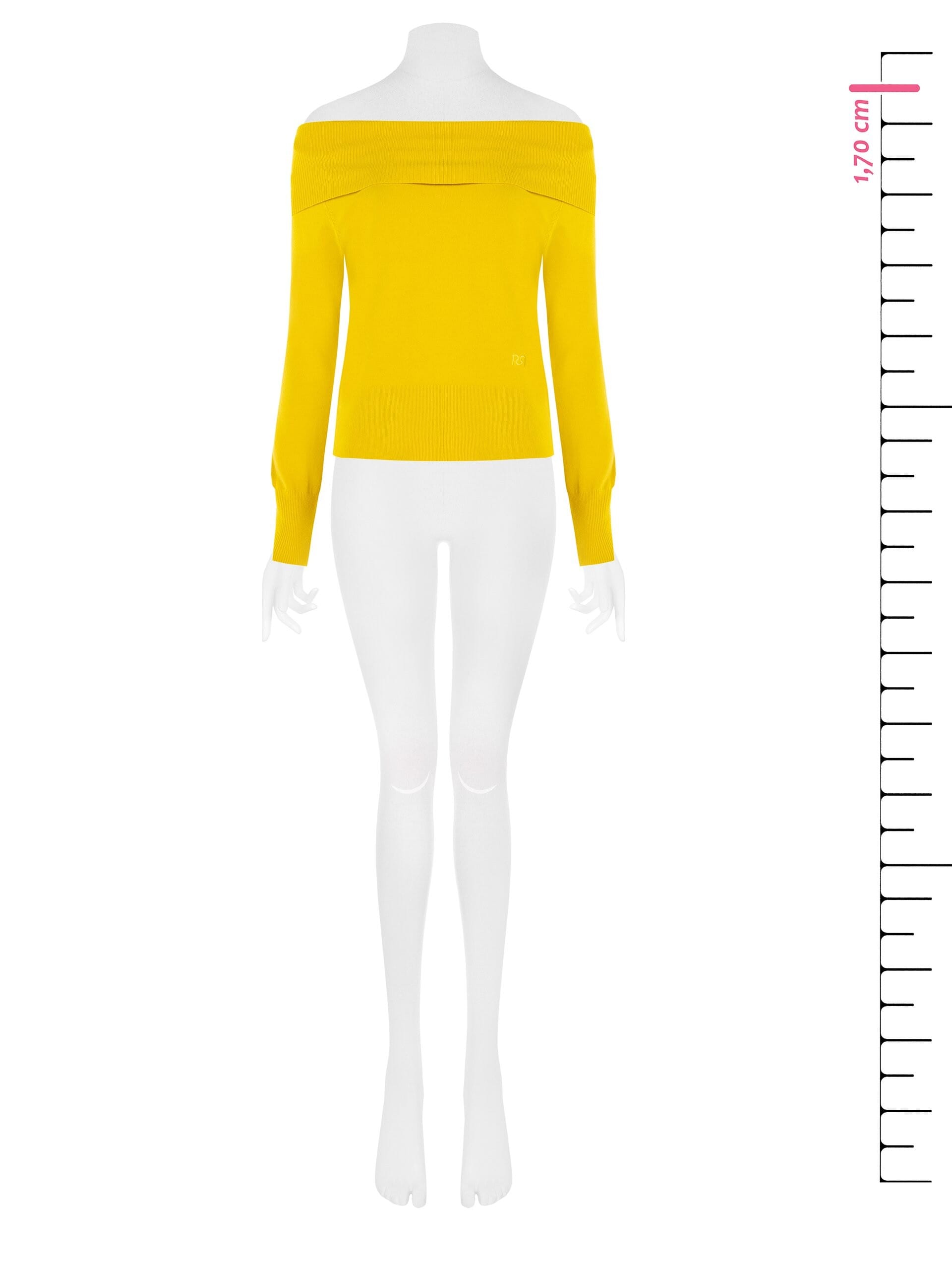 Off-the-shoulder jumper with embroidered ‘Rr’ logo – Rinascimento
