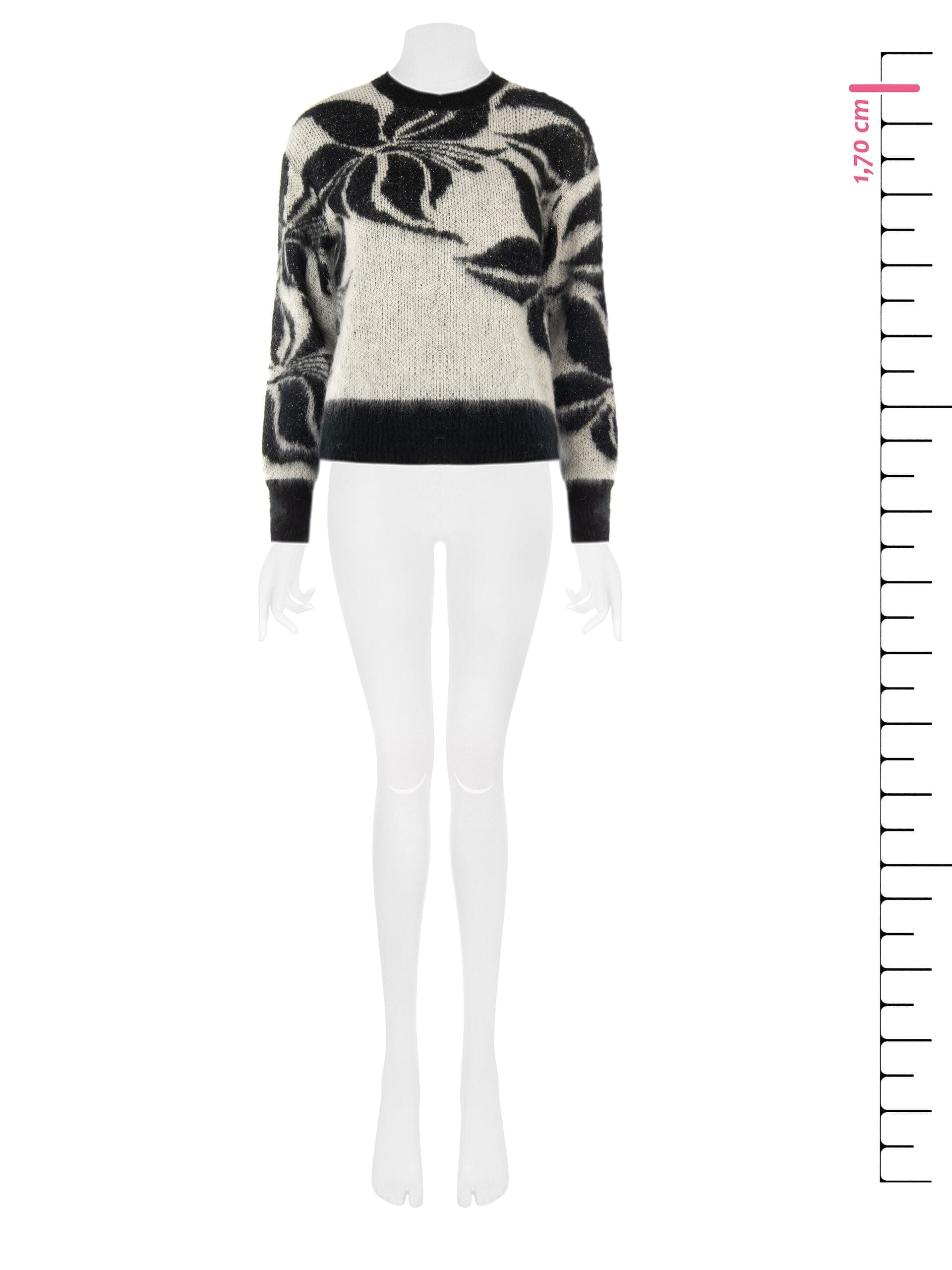 Mohair and Lurex Blend Jumper with a Large Rinascimento-Style Floral Pattern