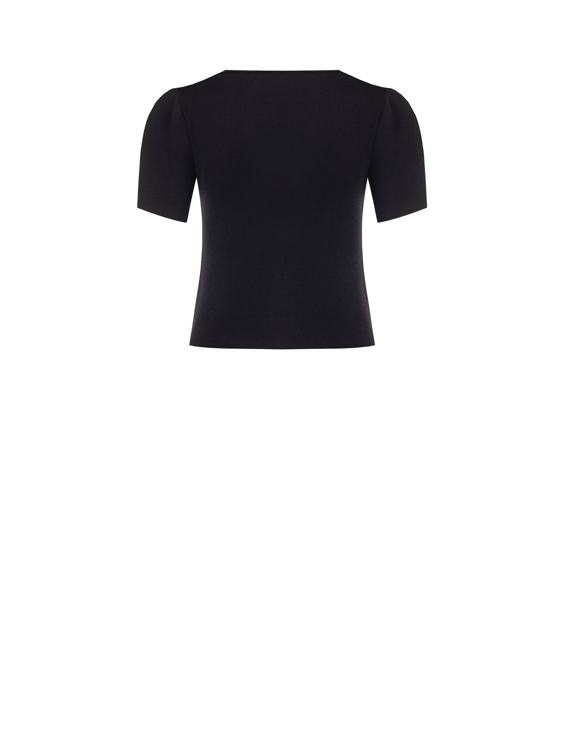 Structured top with fine ribbing in a viscose blend, featuring Rinascimento-style rhinestone fringing