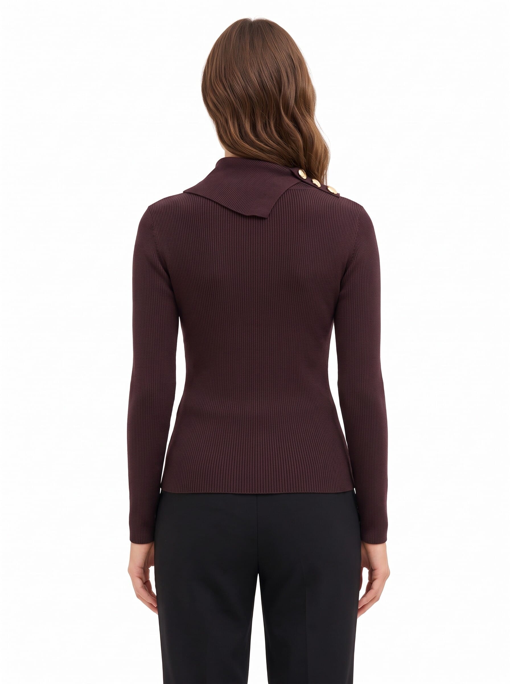 Rinascimento Fitted Viscose-Blend Jumper with Buttons at the Neck