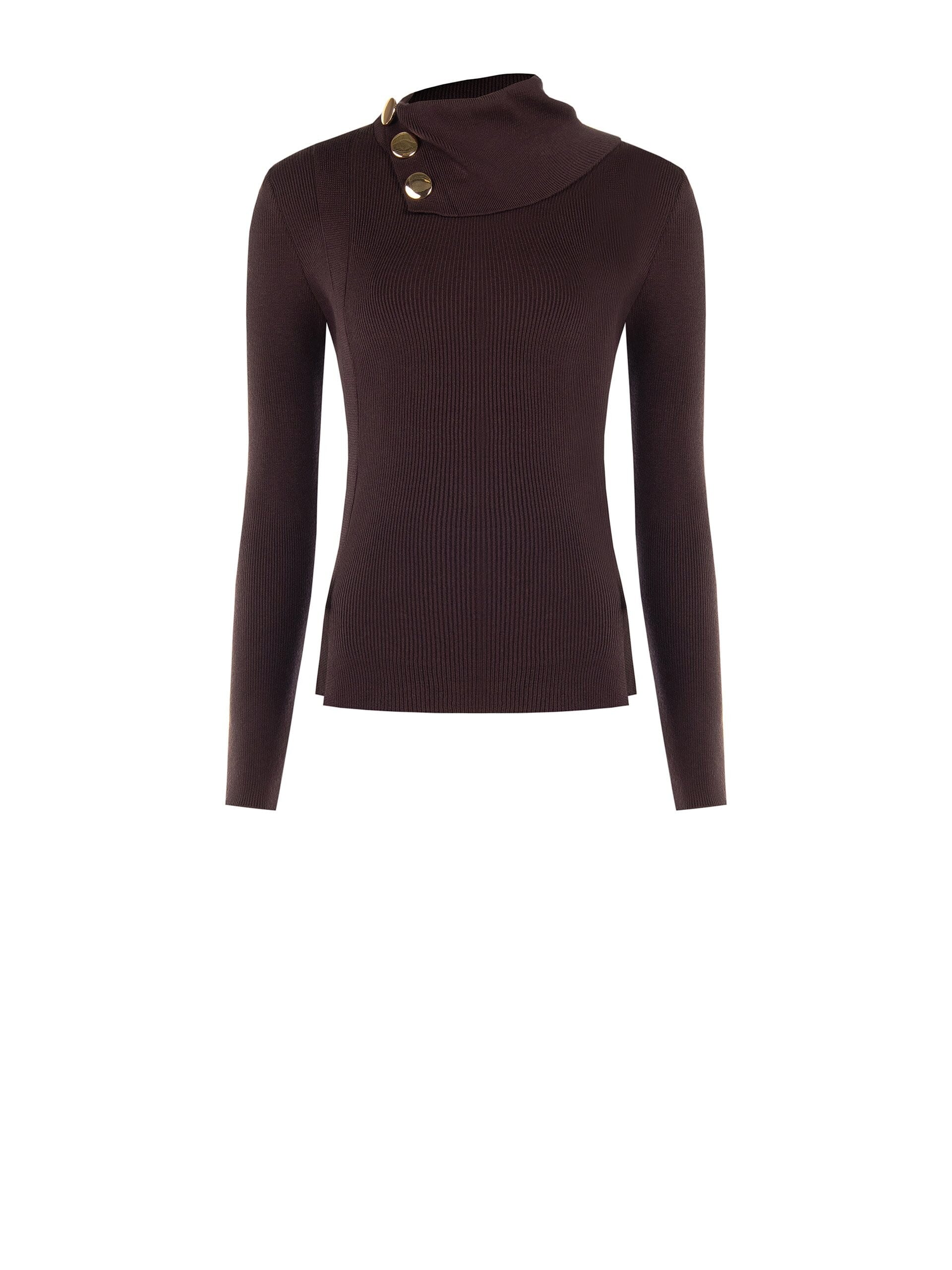 Rinascimento Fitted Viscose-Blend Jumper with Buttons at the Neck