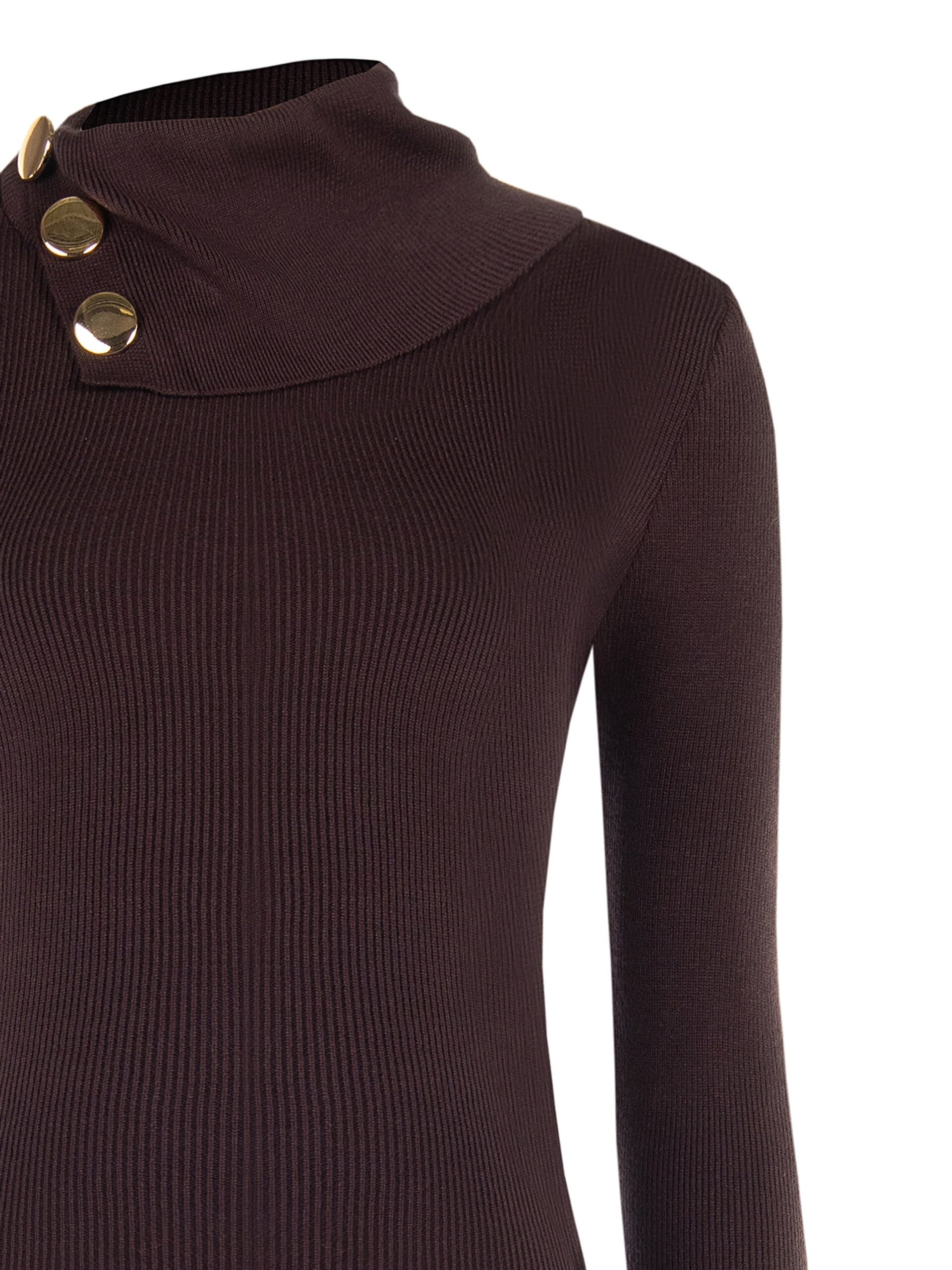 Rinascimento Fitted Viscose-Blend Jumper with Buttons at the Neck