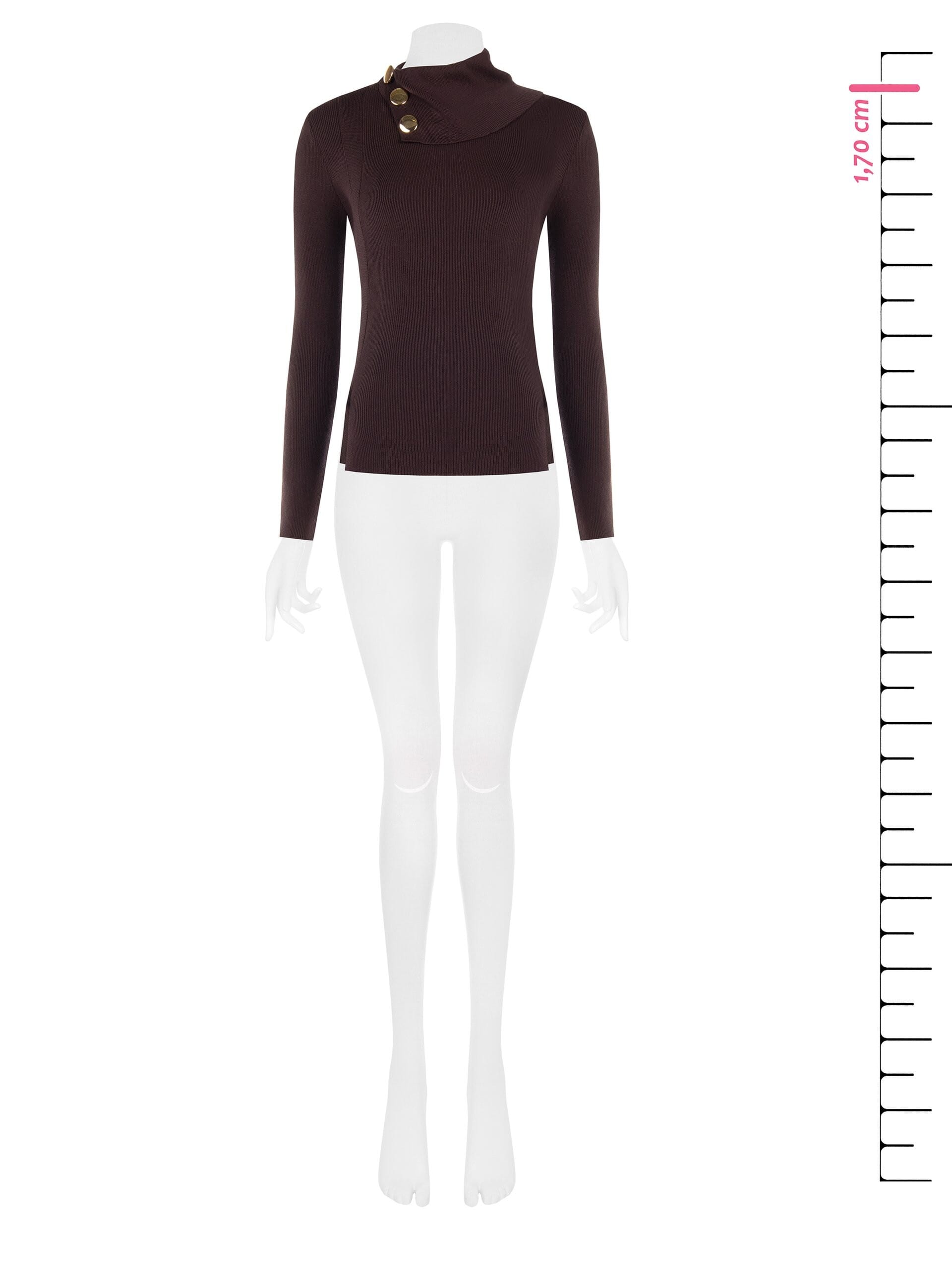 Rinascimento Fitted Viscose-Blend Jumper with Buttons at the Neck
