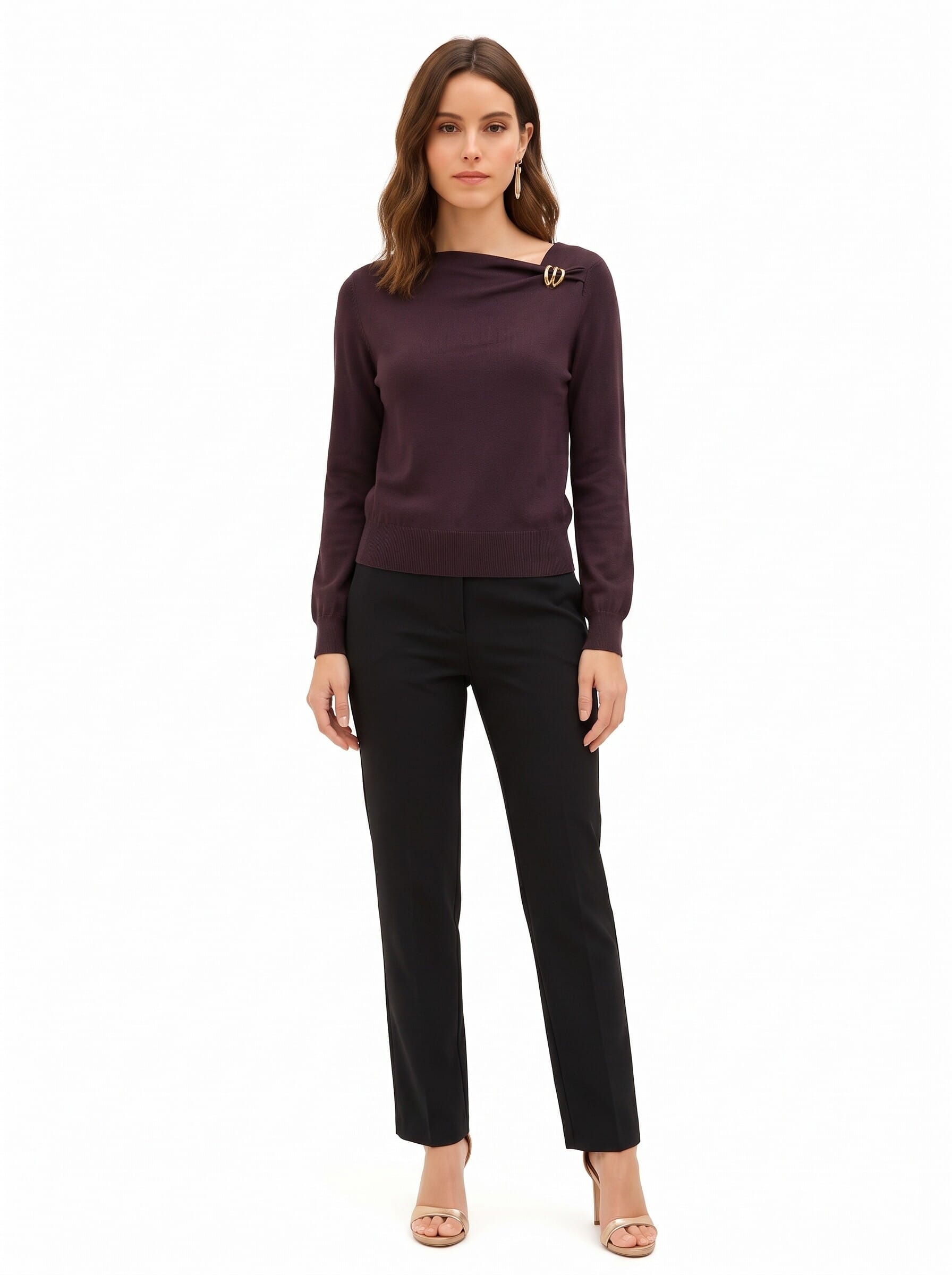 Lightweight Jumper with an Asymmetrical Neckline and ‘Rinascimento’ Jewel Detail