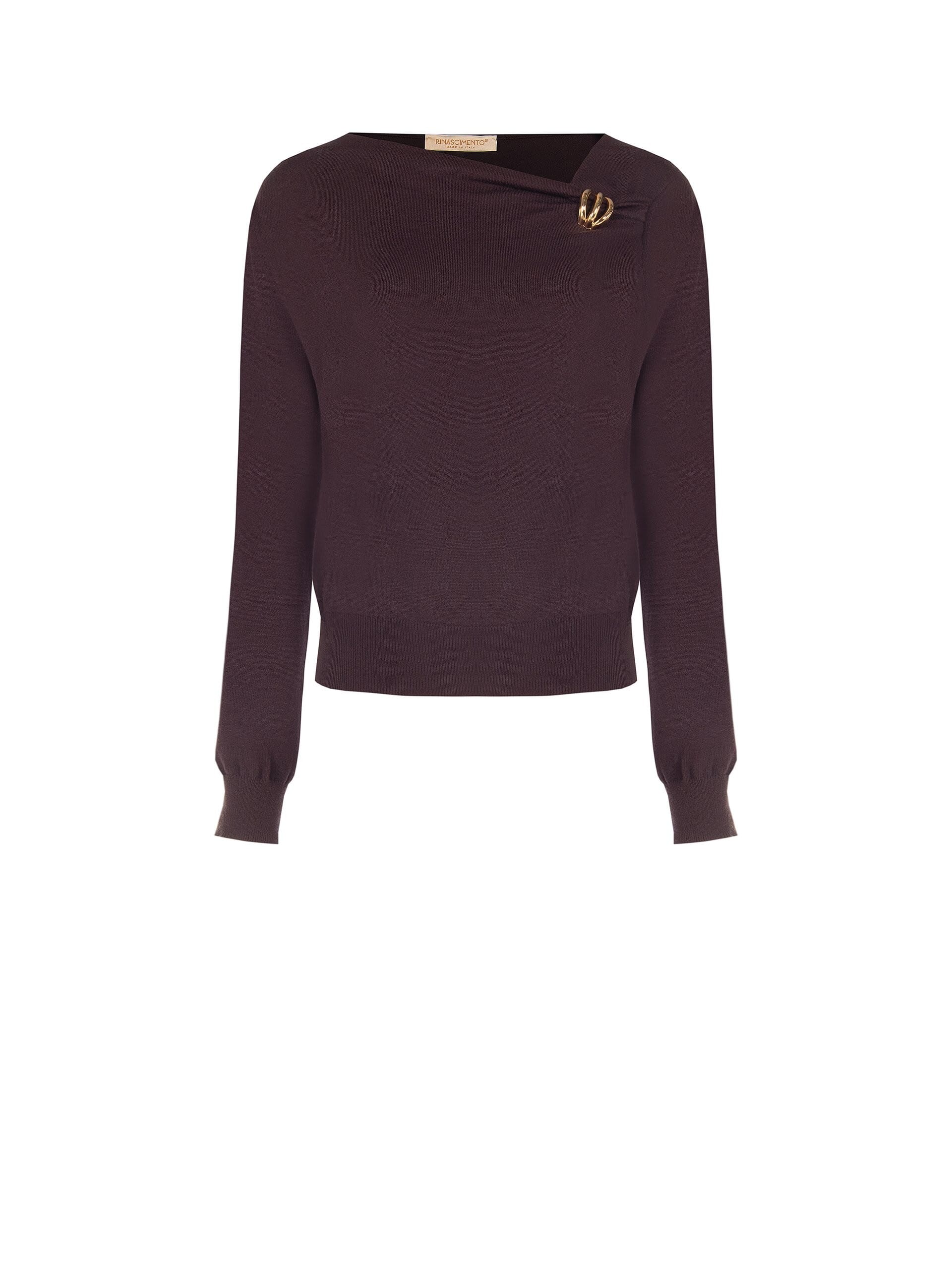 Lightweight Jumper with an Asymmetrical Neckline and ‘Rinascimento’ Jewel Detail