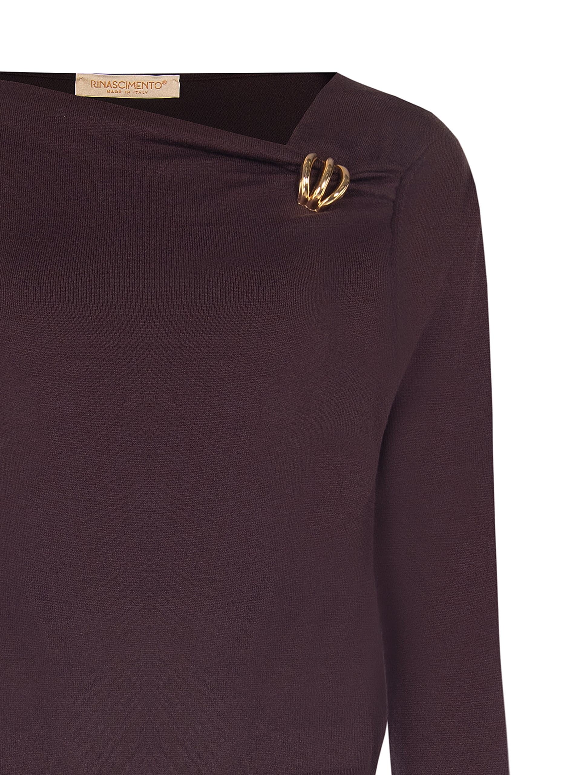 Lightweight Jumper with an Asymmetrical Neckline and ‘Rinascimento’ Jewel Detail