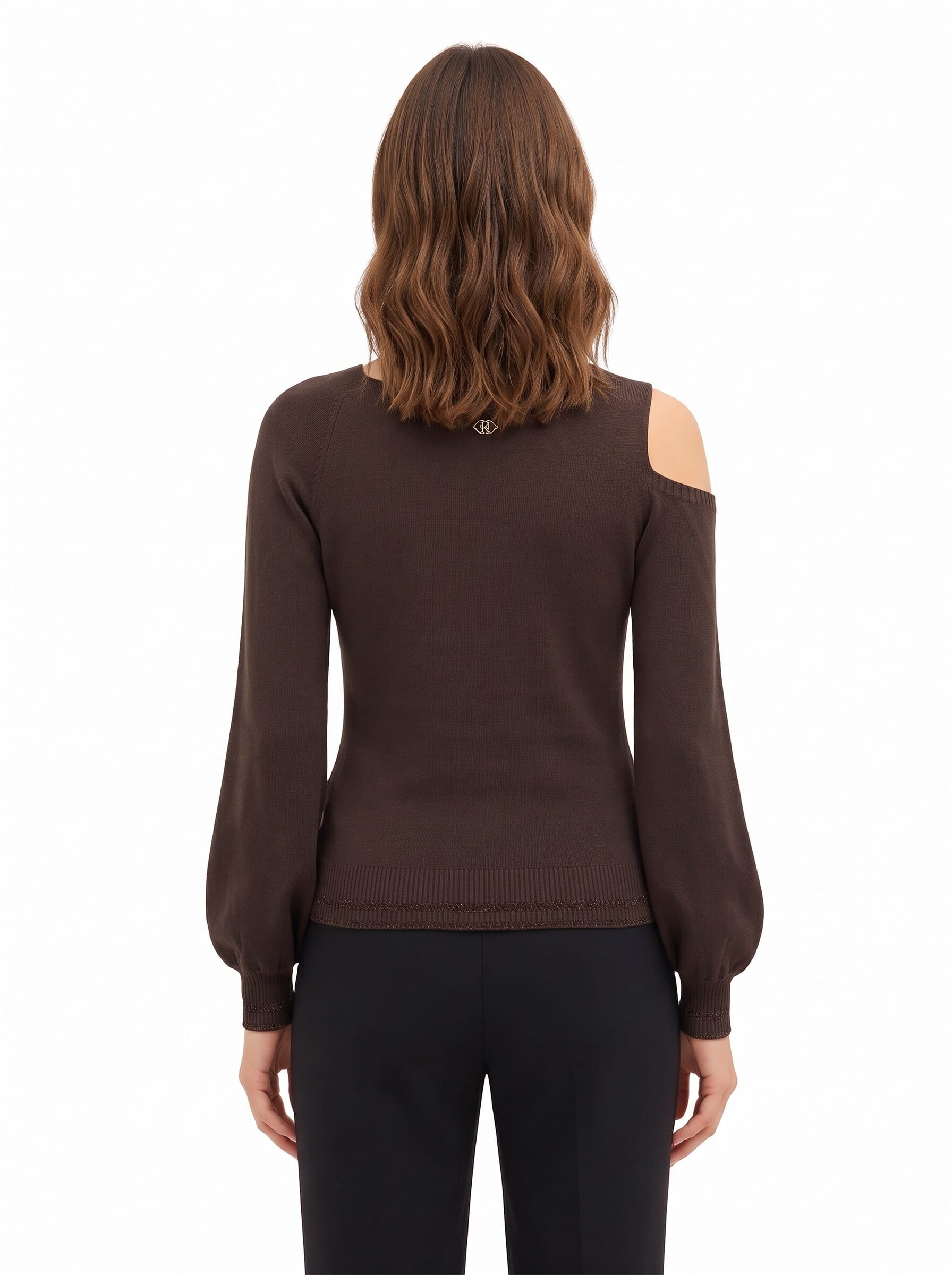 Lightweight viscose-blend jumper with an asymmetrical neckline and lurex-trimmed hems – Rinascimento