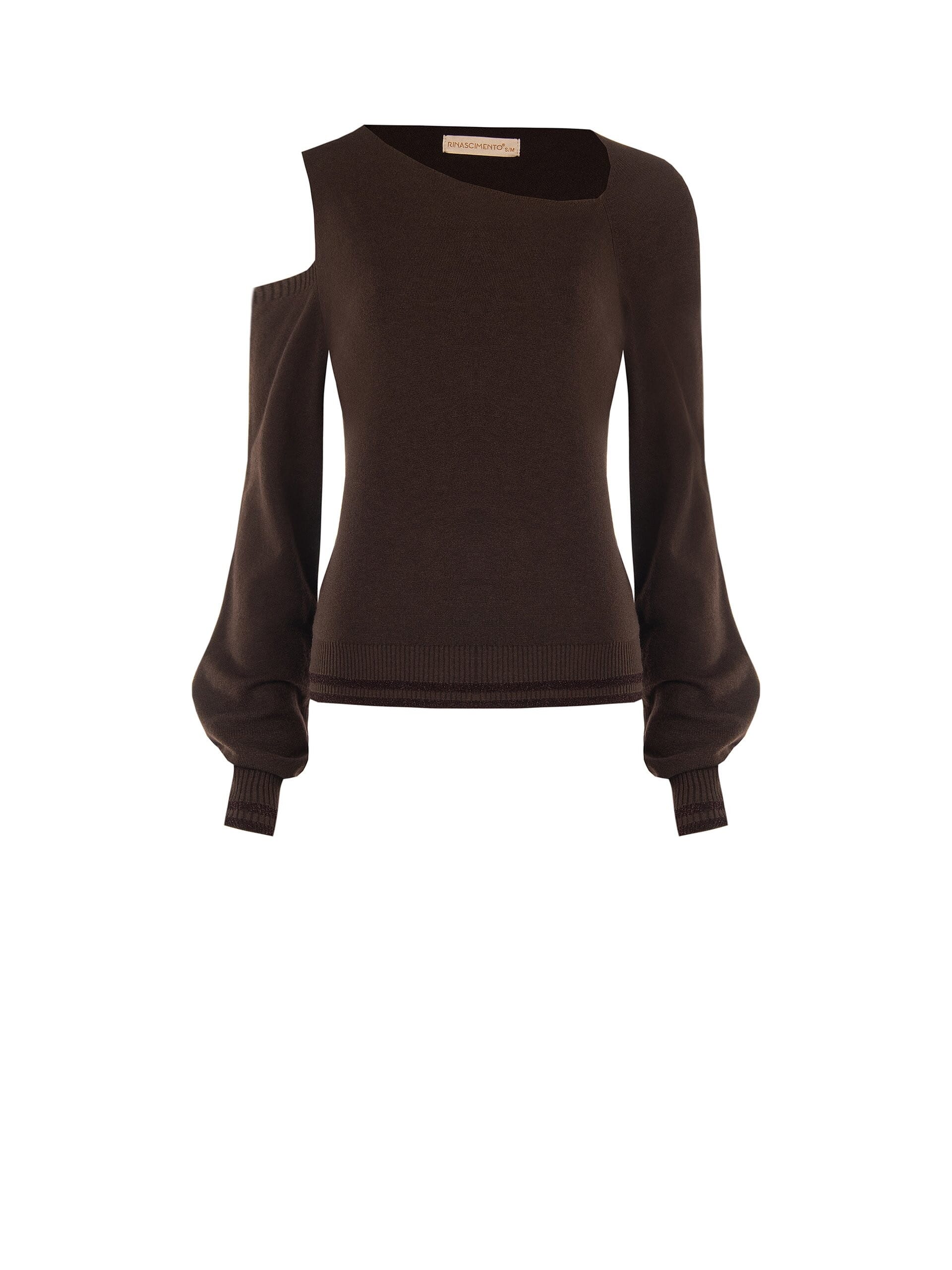 Lightweight viscose-blend jumper with an asymmetrical neckline and lurex-trimmed hems – Rinascimento